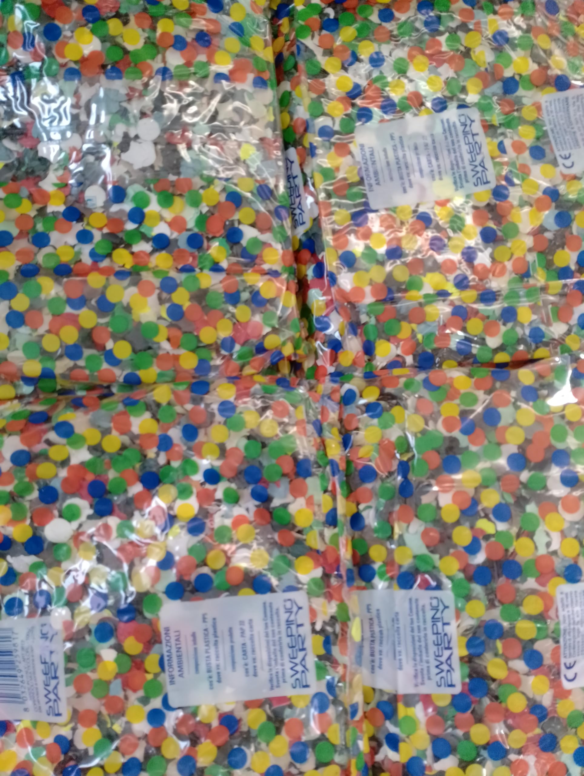 CORIANDOLI 100 BUSTE da 100 GR. PARTY FESTA CARNEVALE CAPODANNO HALLOWEEN, NON MACCHIANO, CARTA RICICLATA
