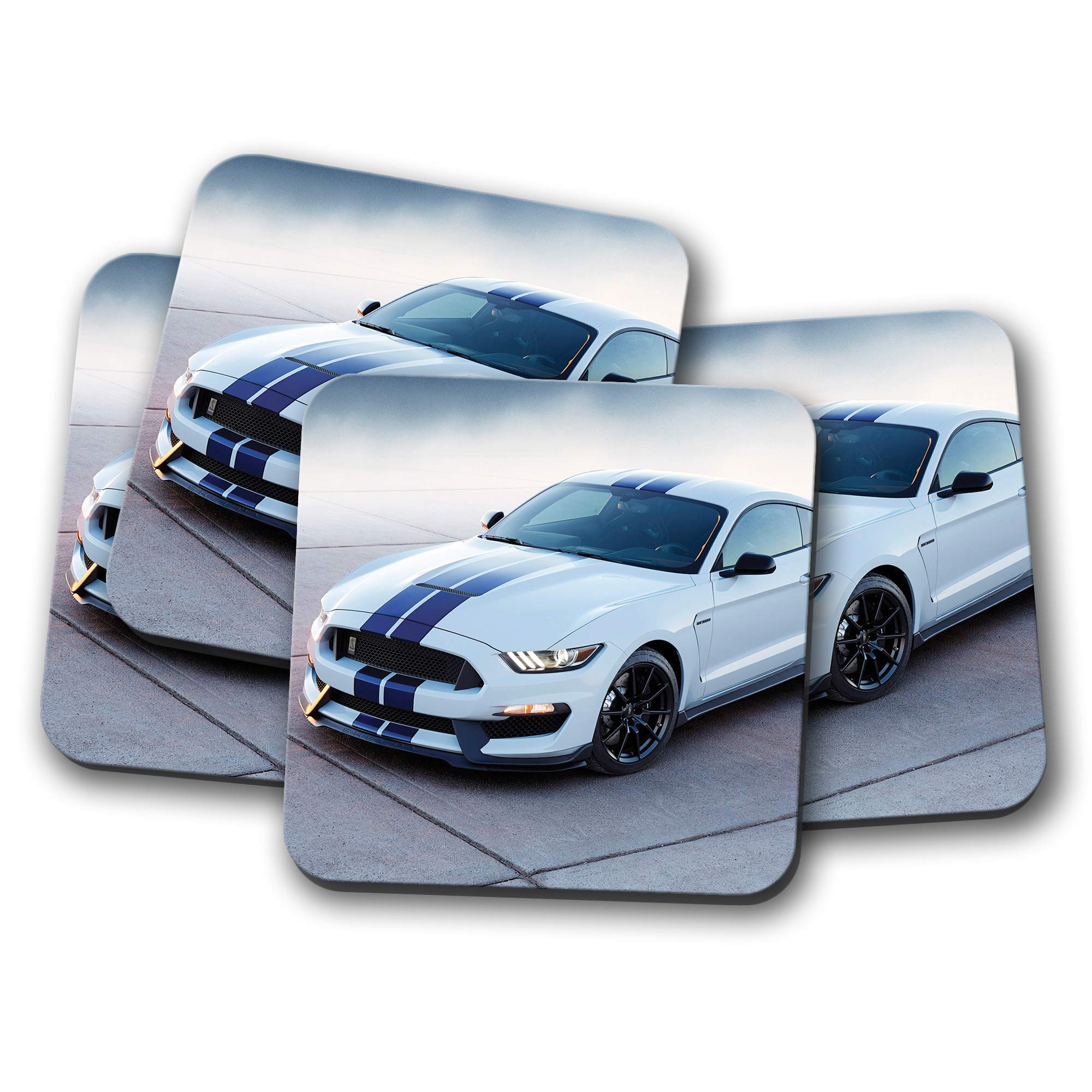 4 Set - Muscle Car Coaster - Mustang Sports Vehicle American Fun #8958
