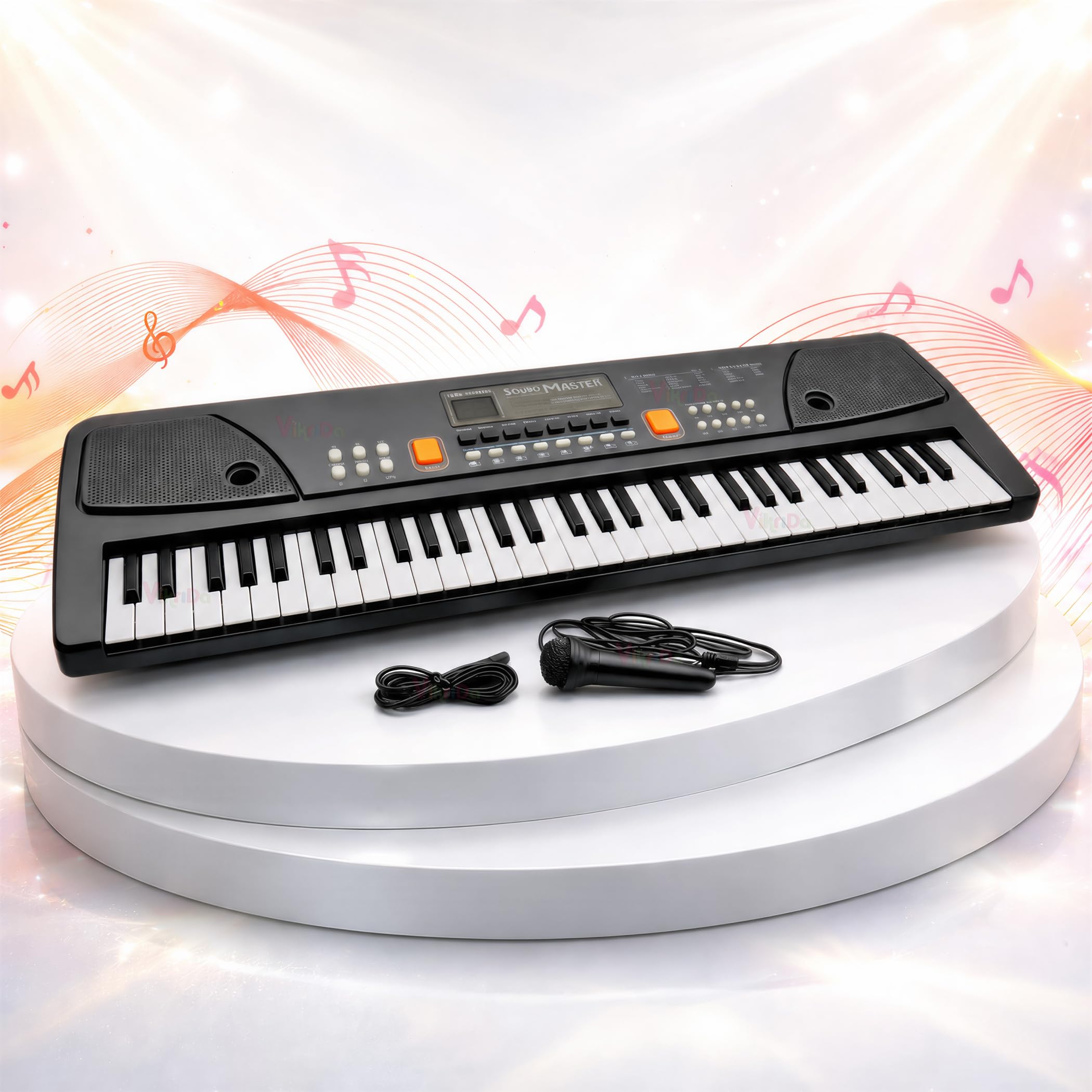 VikriDA Portable Electronic Keyboard - 61 Keys Keyboard for Beginner & Professional, with LCD Display & Microphone for Kids & Adults