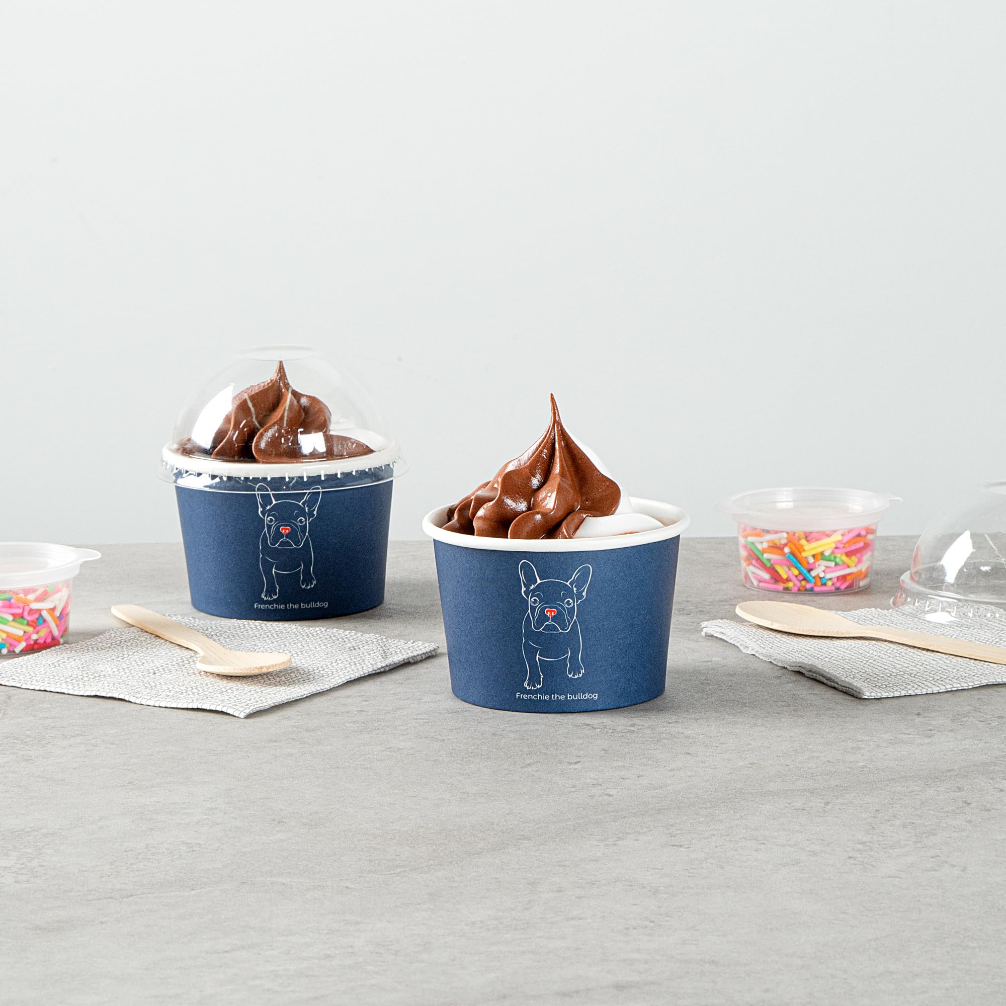 Restaurantware Coppetta - Vasos de postre de 4 onzas, 50 vasos desechables para helado, tapas se venden por separado, cuencos de papel francés para yogur congelado, para alimentos fríos y calientes