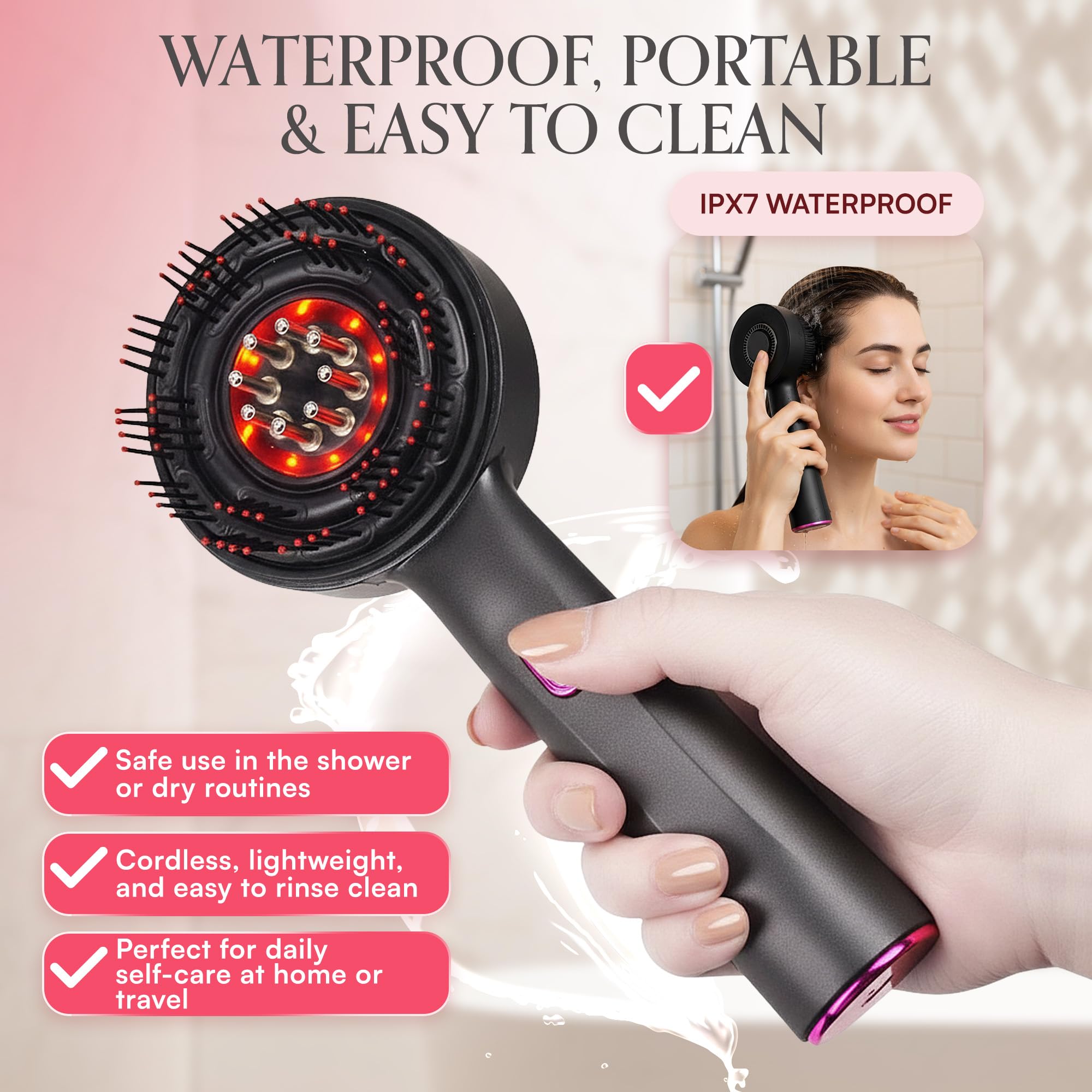 Satorix Electric Scalp Massager 3-in-1 – Cordless Head Massager & Hair Oil Applicator, Refillable Tank, IPX7 Waterproof Scalp Brush for Home & Travel, Women and Men
