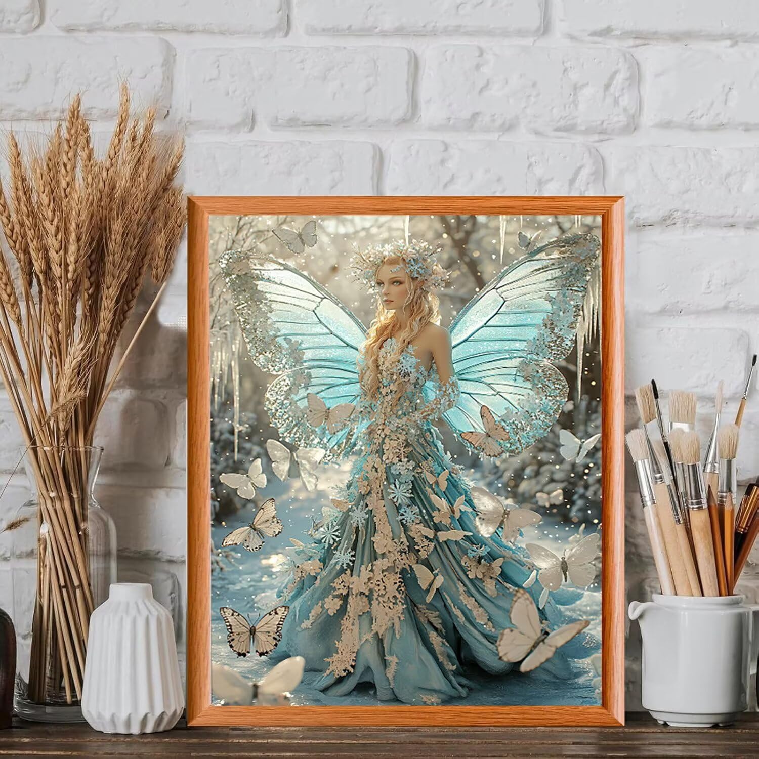 Farfalla e ragazza Dipingere con i Numeri per Adulti, 70x90cm a-374 | Paint by Numbers Kit con Pennelli e Acrilico Pigmento, Fai da te Olio La Pittura di Numeri Kit, Decora la Casa, senza Cornice