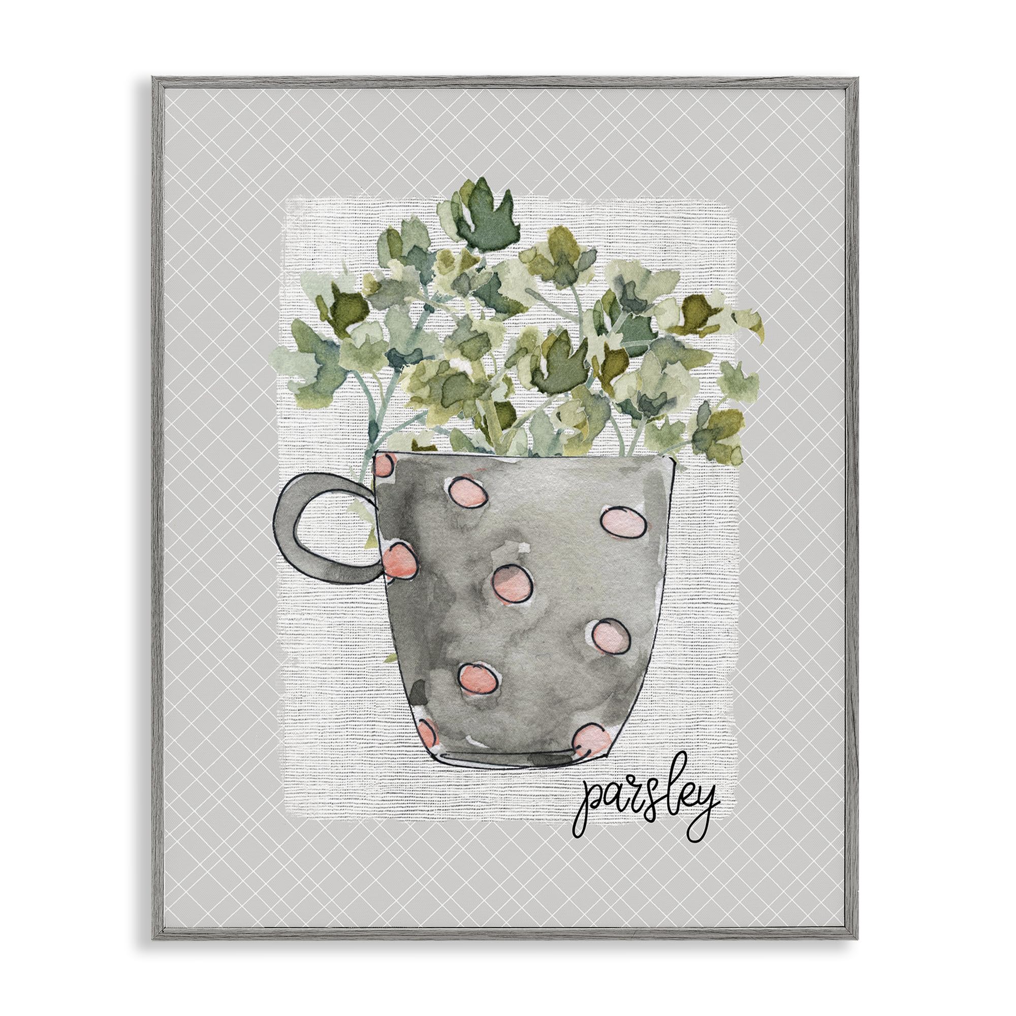 Stupell Industries Farmhouse Gray (Textured) 'Parsley Herb Mug'| Framed Giclee Art