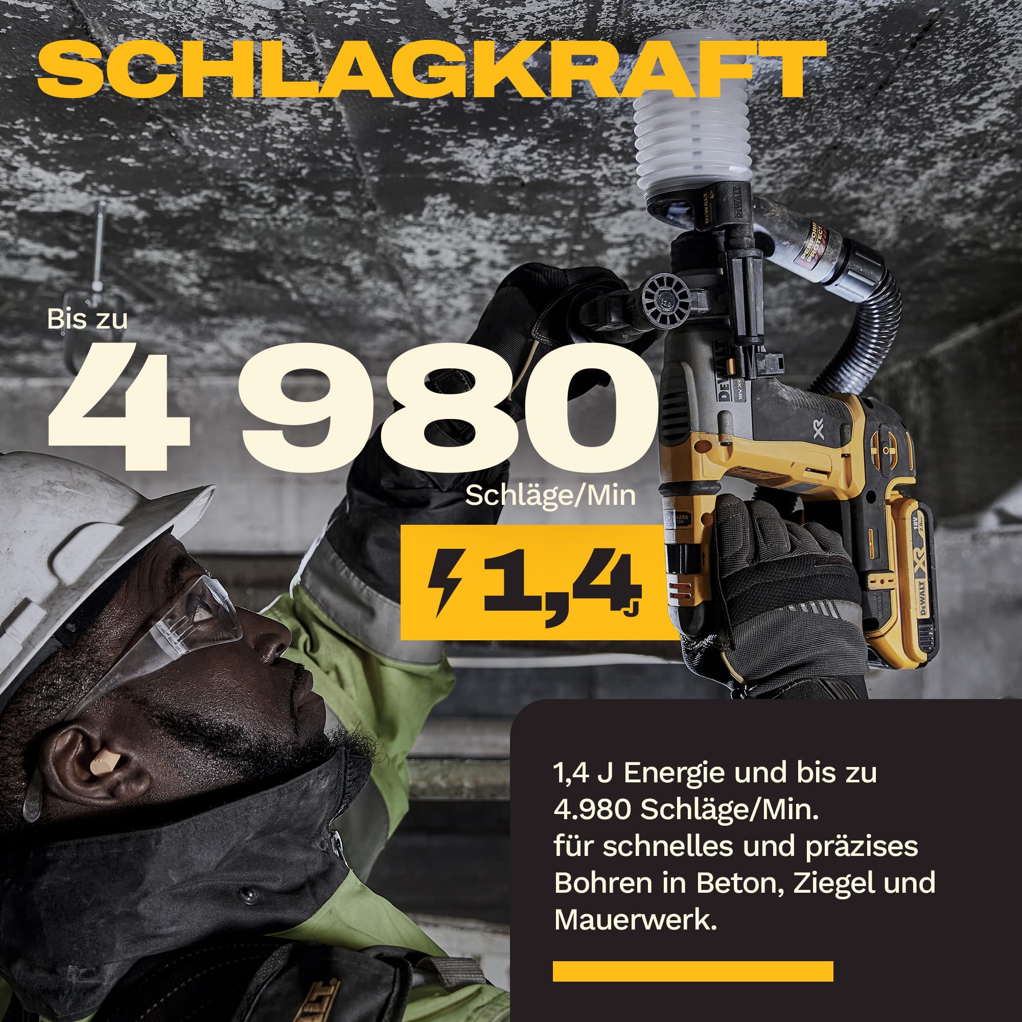 DEWALT 18-V-Schlagbohrmaschine XR SDS PLUS 16 mm, Nur Gerät, DCH172N-XJ