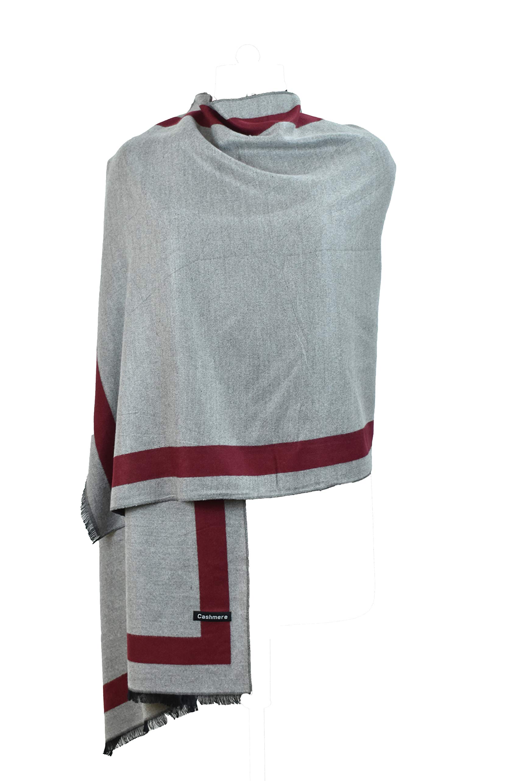 RIemUnisex Wool Reversible Stole | Creamic Silver | Mid Grey