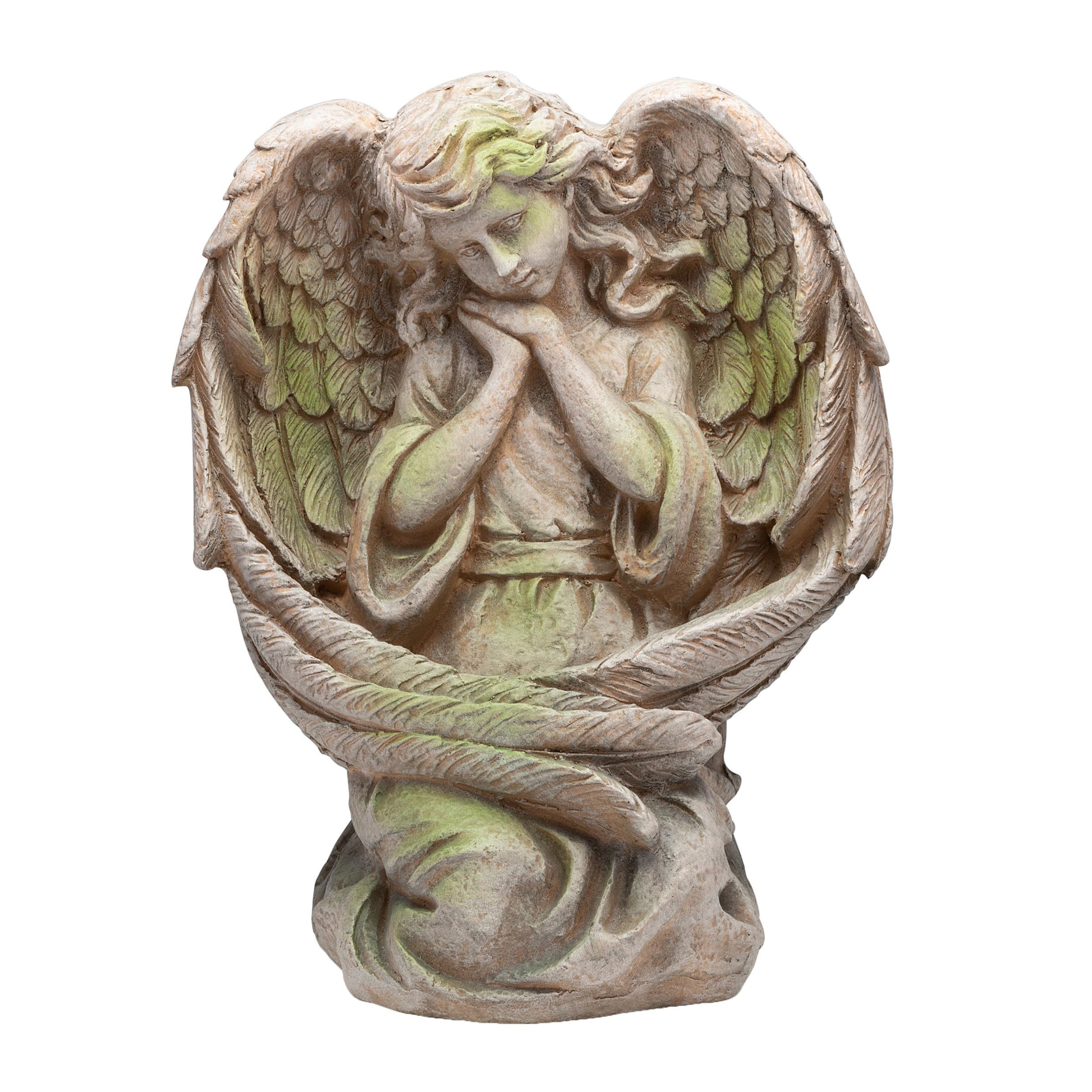 Statue d'ange gardien Alpine Corporation en fibre multicolore 48 cm pour décor extérieur