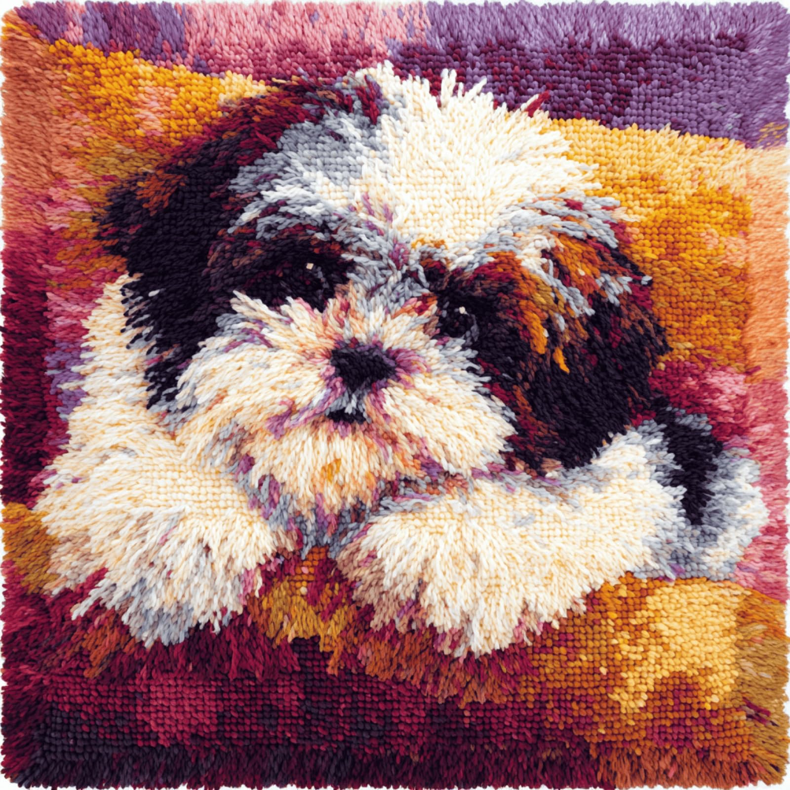 kitphoenix Latch Hook Pillow Cover Kit for Adults Shih Tzu