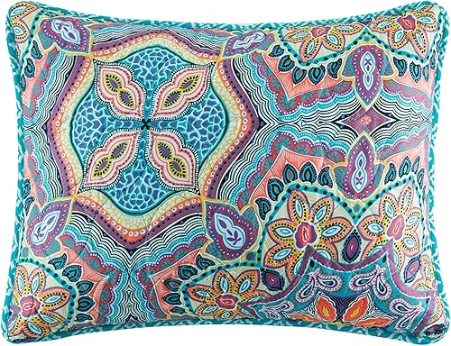 Miniatura 9 de VCNY Home Yara Medallion - Juego de edredón reversible de 5 piezas, tamaño King, aguamarina