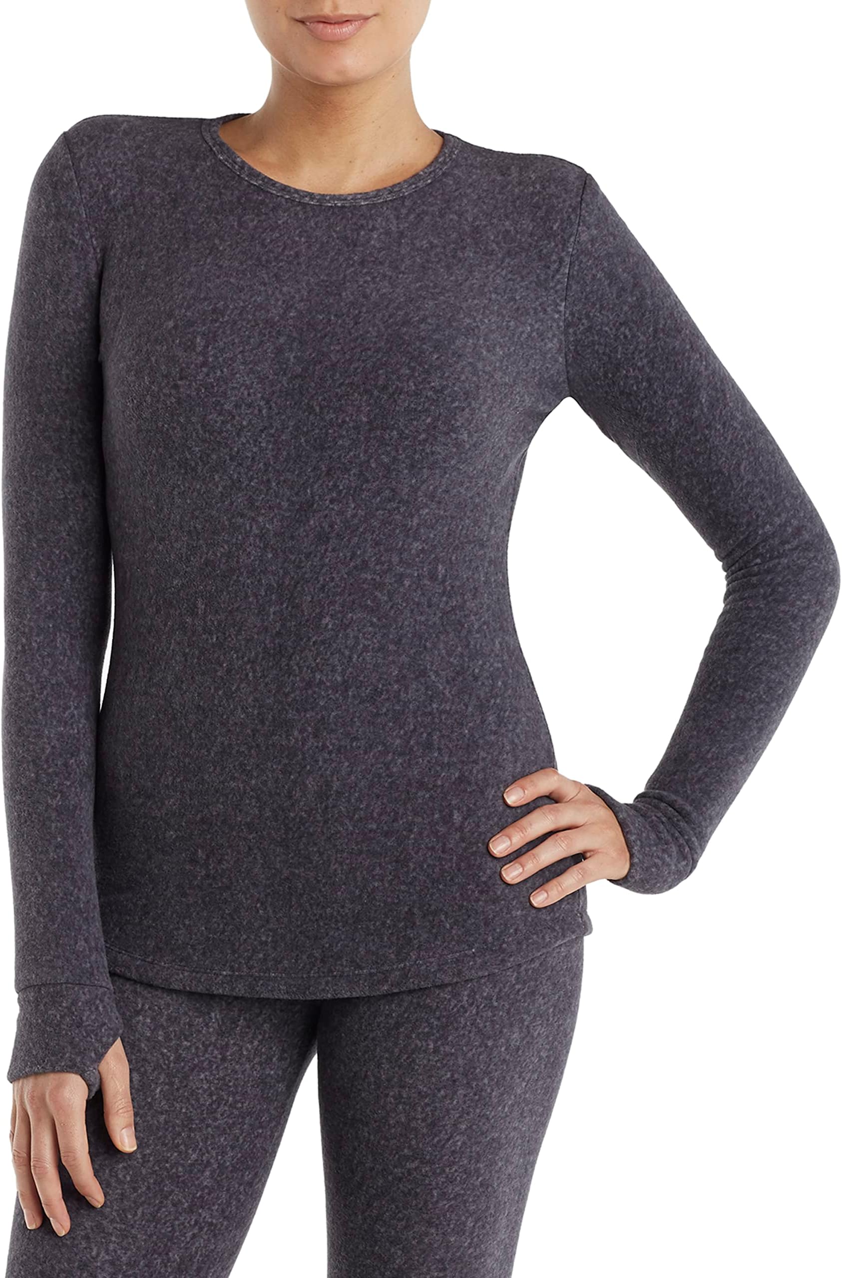 ClimateRight Women's Stretch Fleece Long Sleeve Base Layer Top - Crew Neck