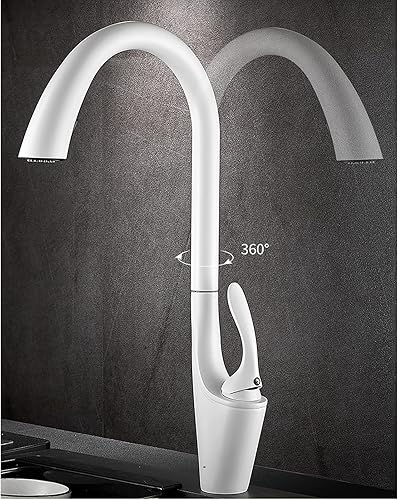 Miniatura 4 de Kitchen Faucet with Pull Down Sprayer Brass Pull Out Kitchen Faucets Commercial Modern White Kitchen Sink Faucet Hot and Cold Water Deck Mounted