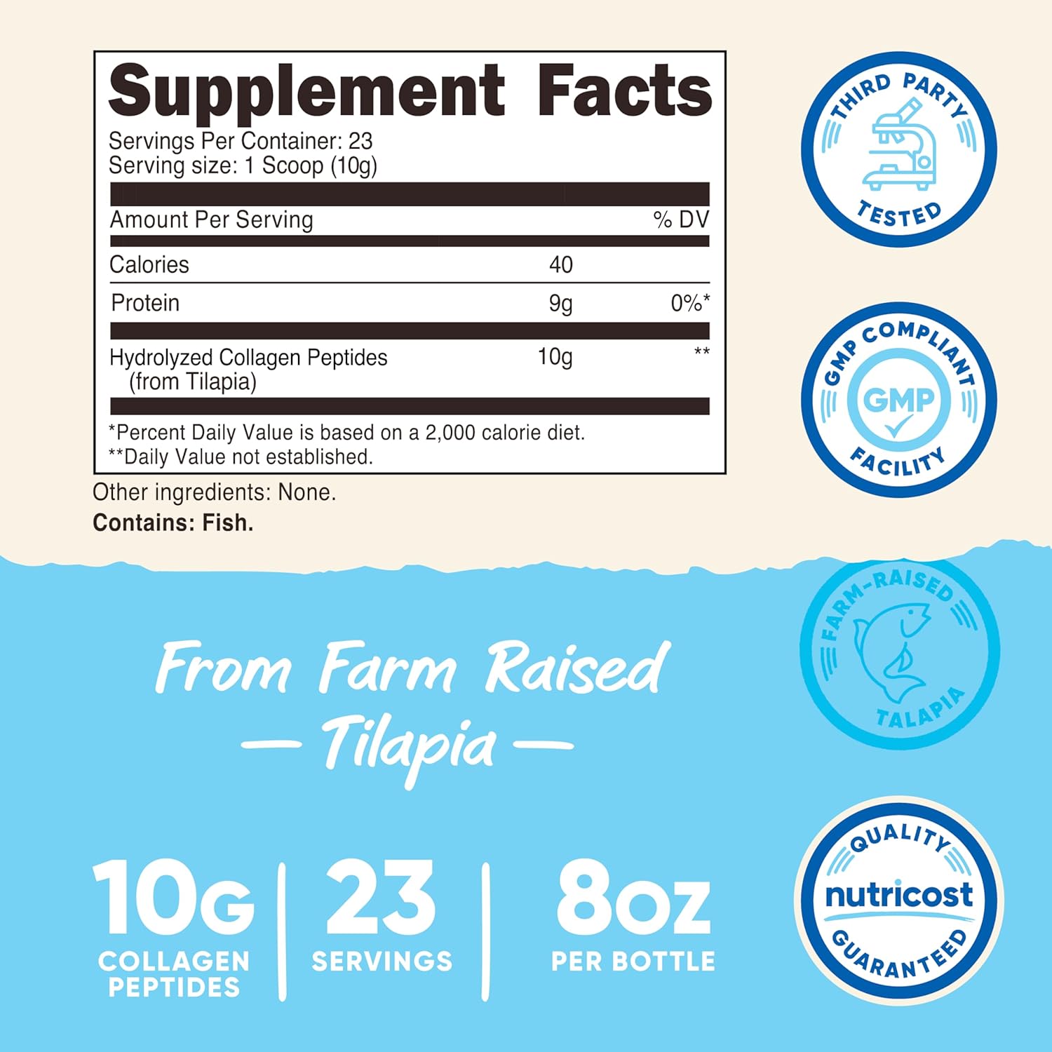 Nutricost Marine Collagen Powder Sustainably Sourced Fish (8 oz) - 23 Servings, 9 G Protein Per Serving, Non-GMO, GMP Compliant - Image 2