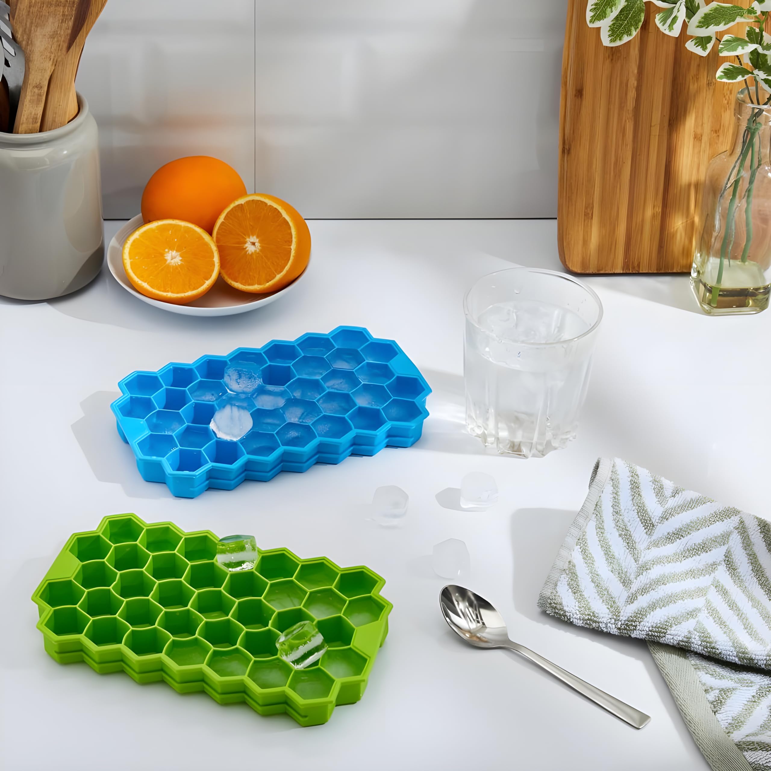 Sponsored Ad - Silicone Honeycomb Ice Cube Tray for Freezer 37 Cavity Ice Cube Mould Flexible Tray for Freezer, Chocolate Cake Maker, Ice Trays for Chilled Drinks, Assorted, 1 Piece
