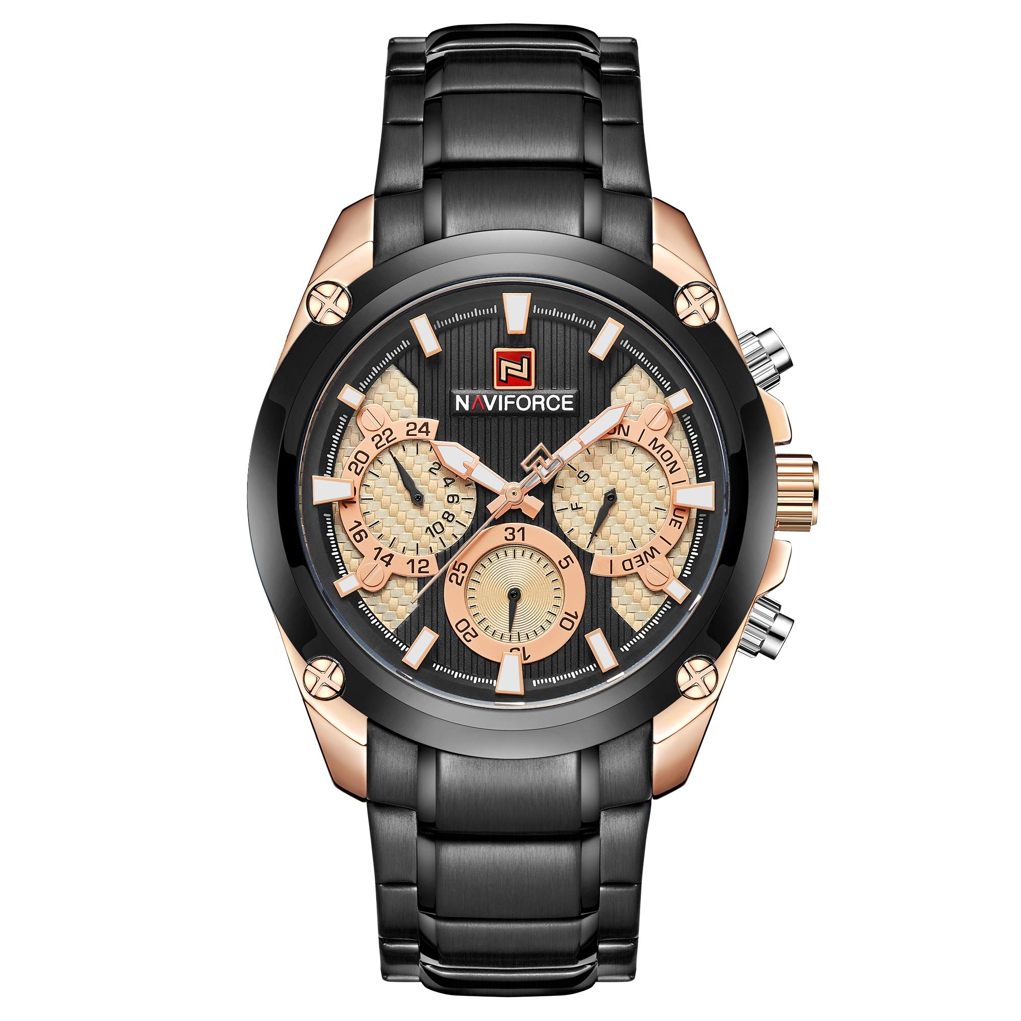 NAVIFORCE Chronograph Mens Watch(Black Dial Black Colored Strap)-3113du (B07R333LKL) Amazon Price History, Amazon Price Tracker