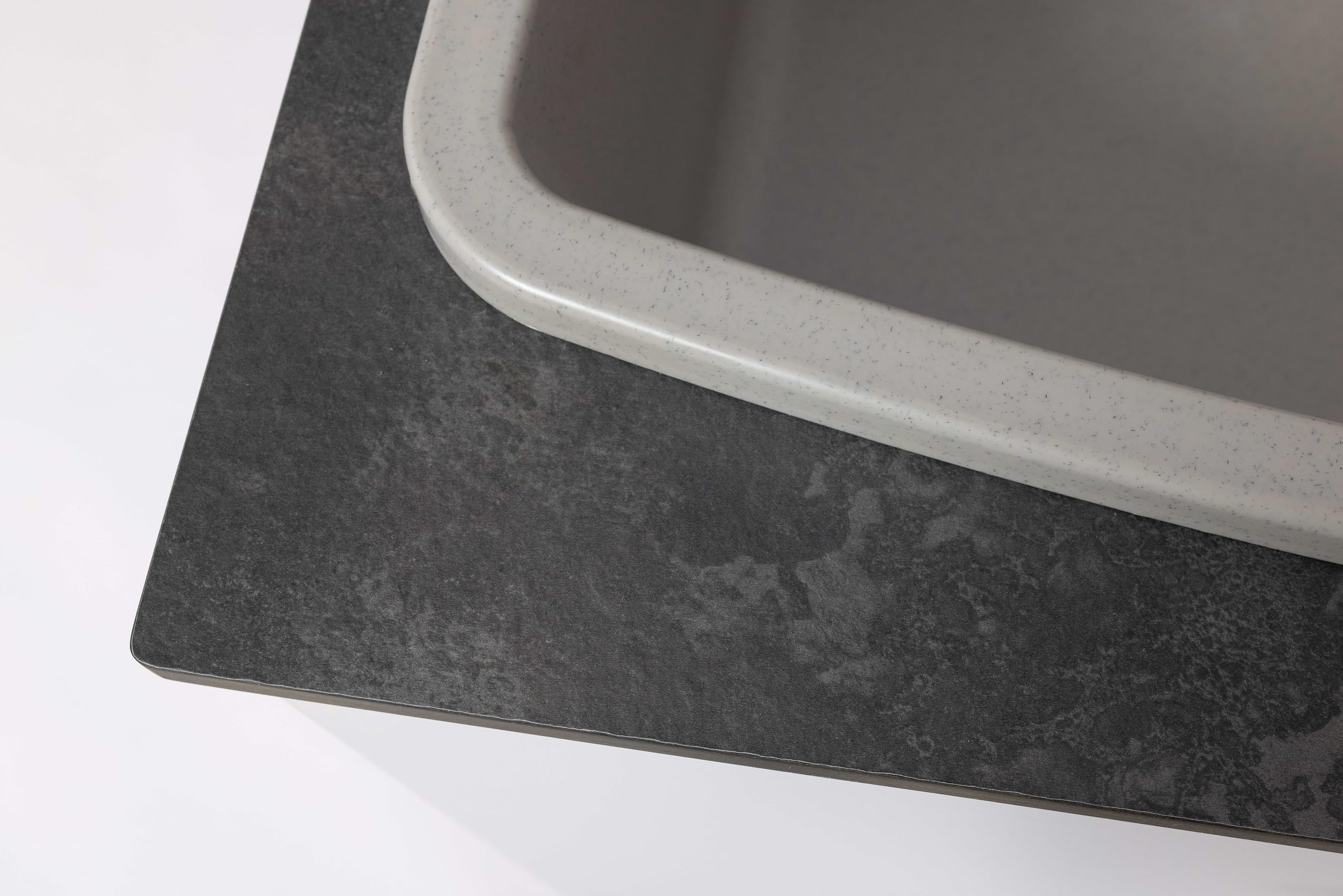 ADGO Fregadero de Cocina para el Hogar con Lavabo de Cámara Profunda con Batería, Grifo y Contenedor Dispensador de Jabón, para Jardín, Hogar, Garaje, Sótano, Baño y Taller, Fábrica, Industrial, Gris