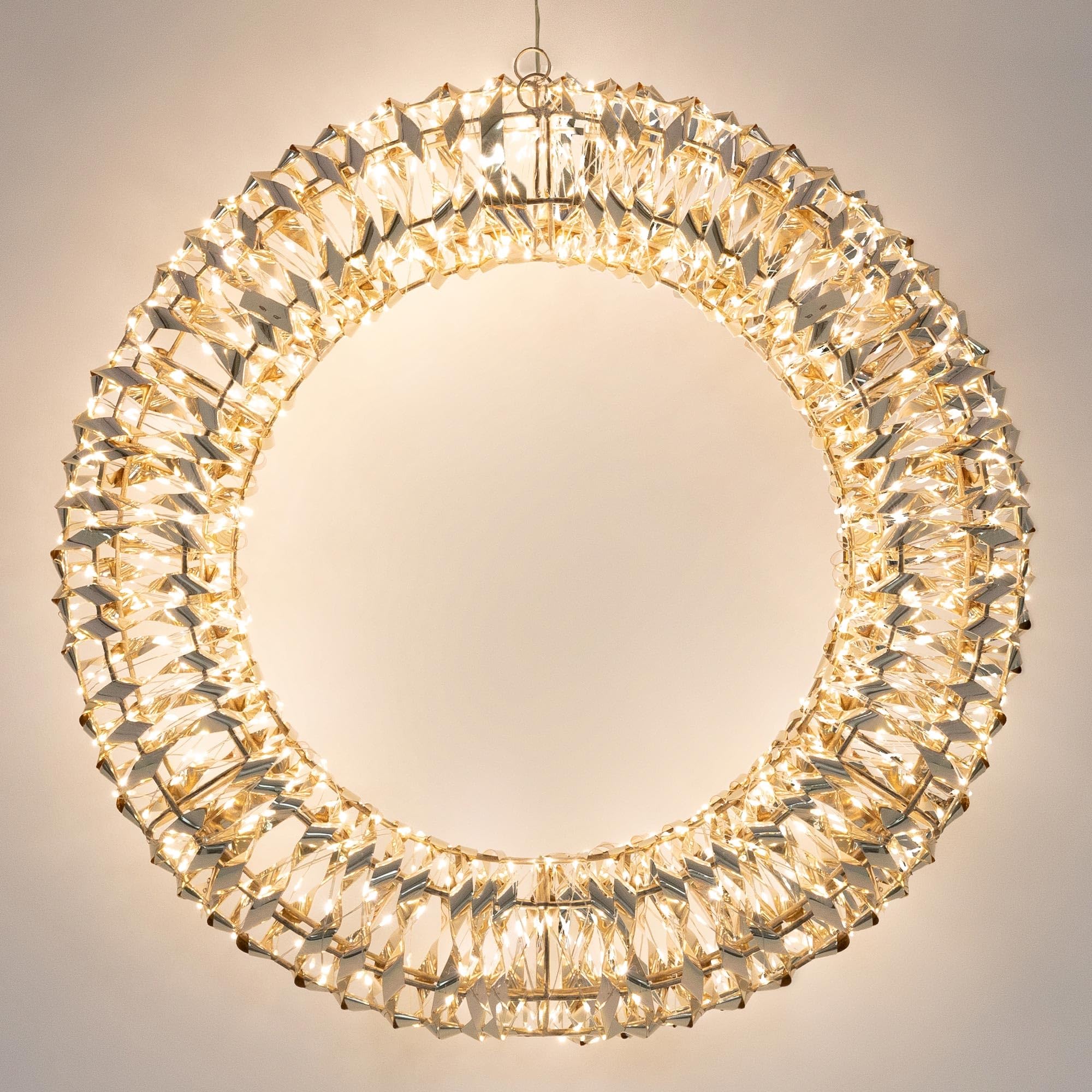 ECD Germany LED Weihnachtskranz Ø38cm mit 480 warmweißen Micro LEDs & Timer, IP44 Wasserdicht Innen/Außen, 3D Metallkranz LED Beleuchtung, Hängekranz Lichterkranz Leuchtkranz Türkranz Weihnachtsdeko
