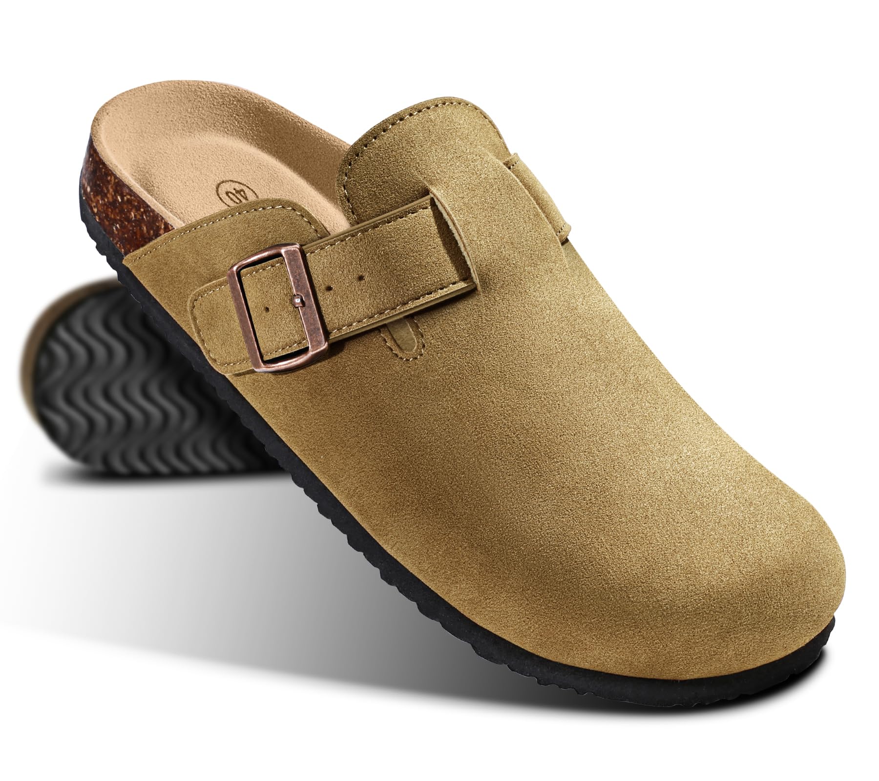 KEMISANT Men Clogs-Comfortable Suede Mules Slippers Sandals Nurse Potato Shoes Unisex-Cushioned Cork-Footbed