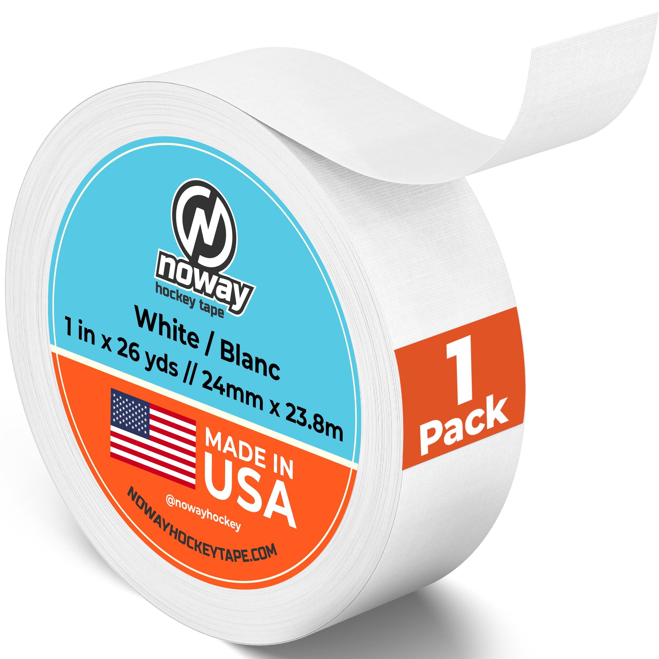 Noway Hockey White or Black Hockey Tape – 1" x 26 Yards, Made in USA, Cloth Hockey Stick Tape for Blade and Handle, Strong Adhesive and Water Resistant, Multi-Purpose for Hockey, Lacrosse, &amp; Baseball