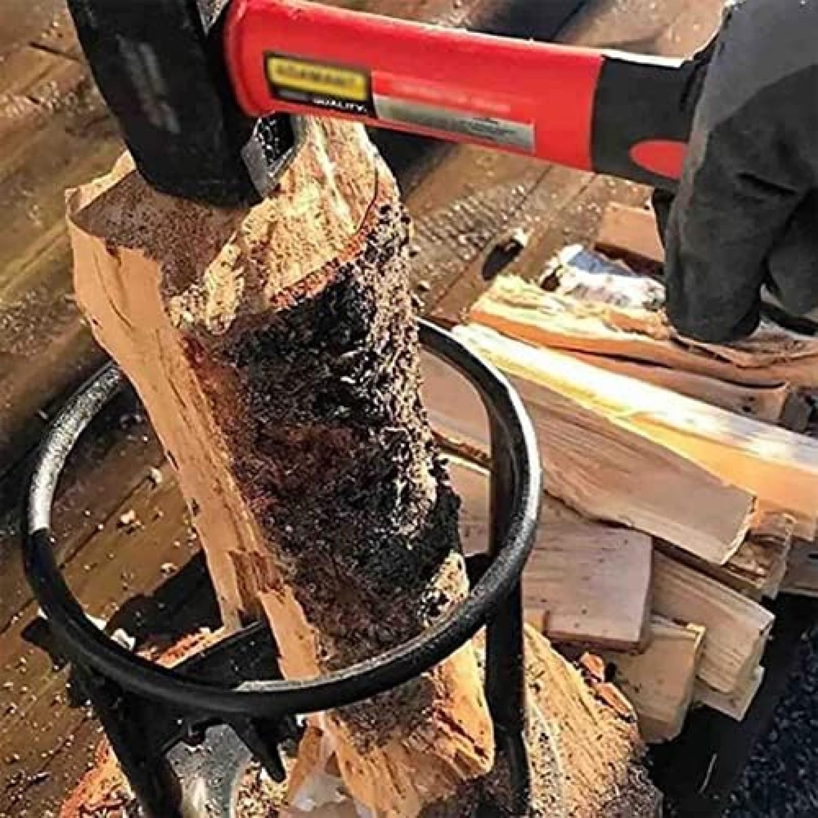 Ręczna łuparka do drewna, klin do rozłupywania drewna, szybkie narzędzie do rozłupywania drewna opałowego, Turdy i bezpieczne, łatwe do rodzinnego biwakowania na świeżym powietrzu, czarne