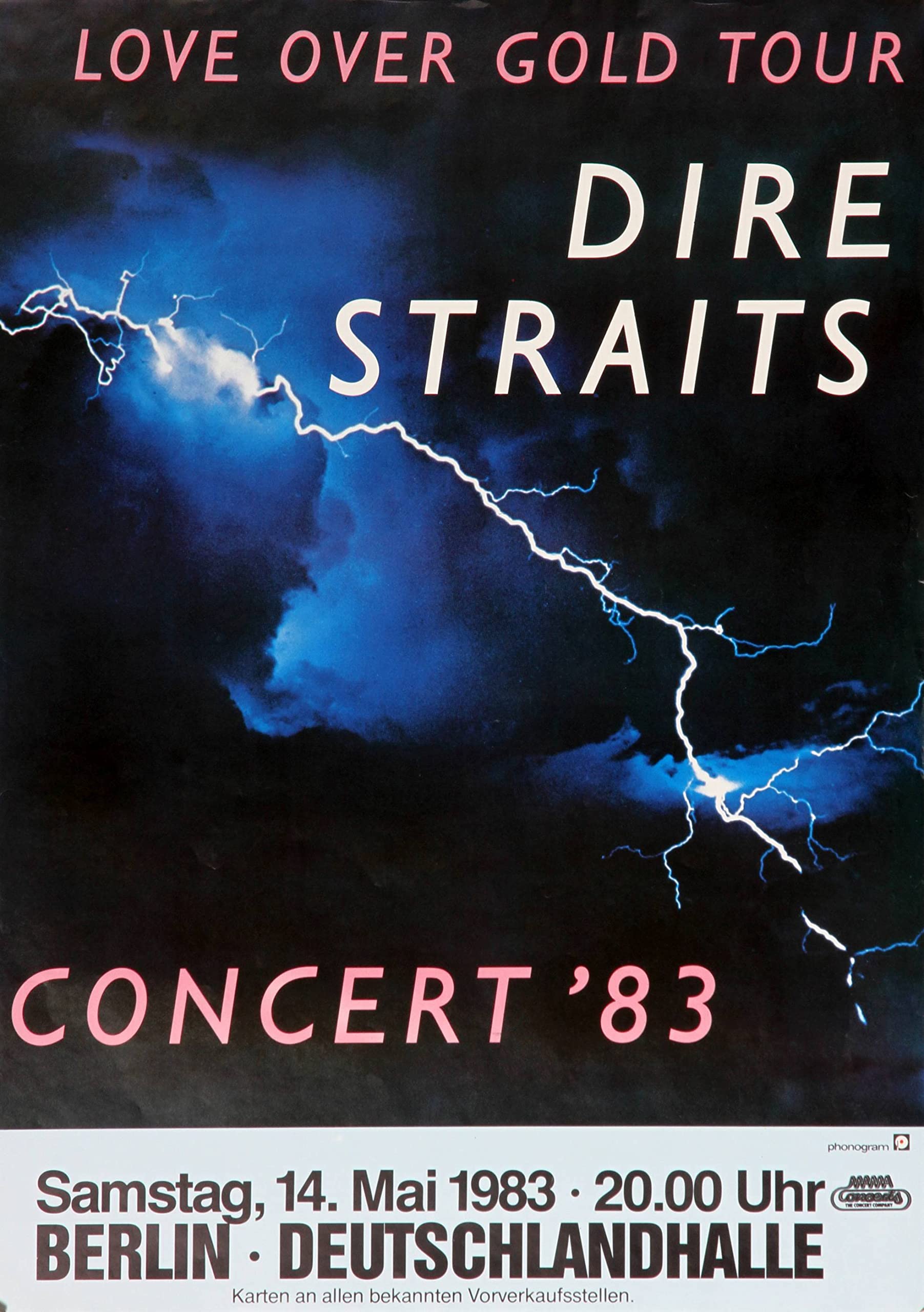 TheConcertPoster Dire Straits, Love Over Gold, Small tear on the right side, Berlin, 1983,