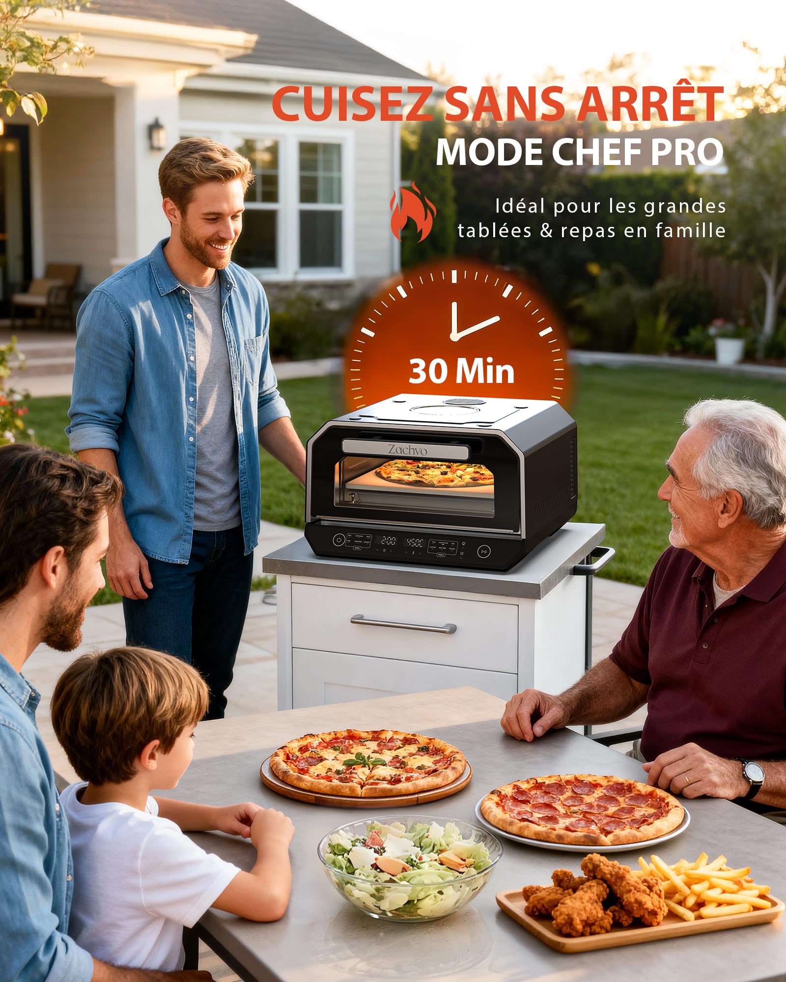 Electric Pizza Oven 842°F, Neapolitan Pizza in 90s, Double Window and Interior Lighting, 6 Pizza Programs and 6 Cooking Modes, Professional Mode, Stone, Scoop and Plate