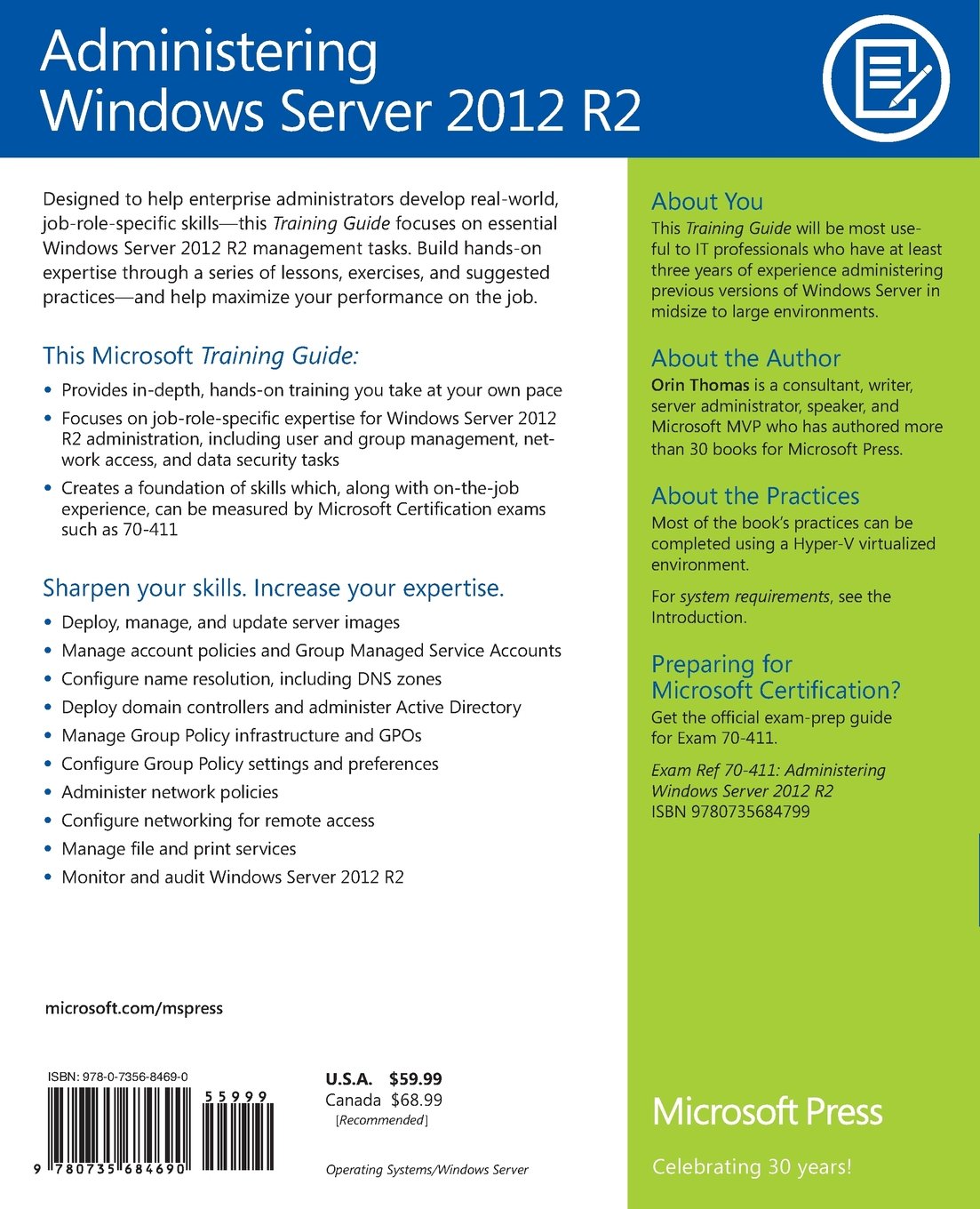 Training Guide Administering Windows Server 2012 R2 (MCSA) (Microsoft Press Training Guide)