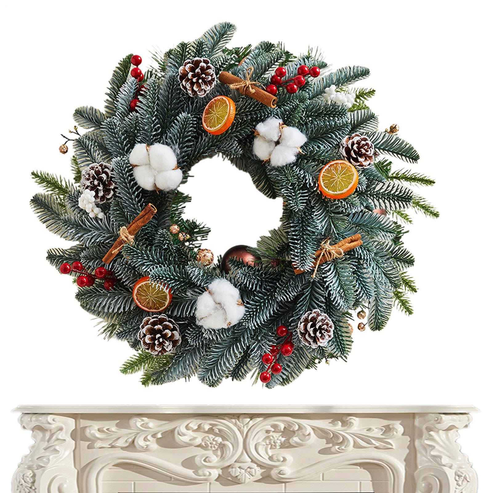 Guirnalda para puerta de entrada | Guirnalda decorativa navideña para decoración de pared – Corona de Navidad artificial | para fiestas de invierno boda en porche garaje interior ventana pared casa