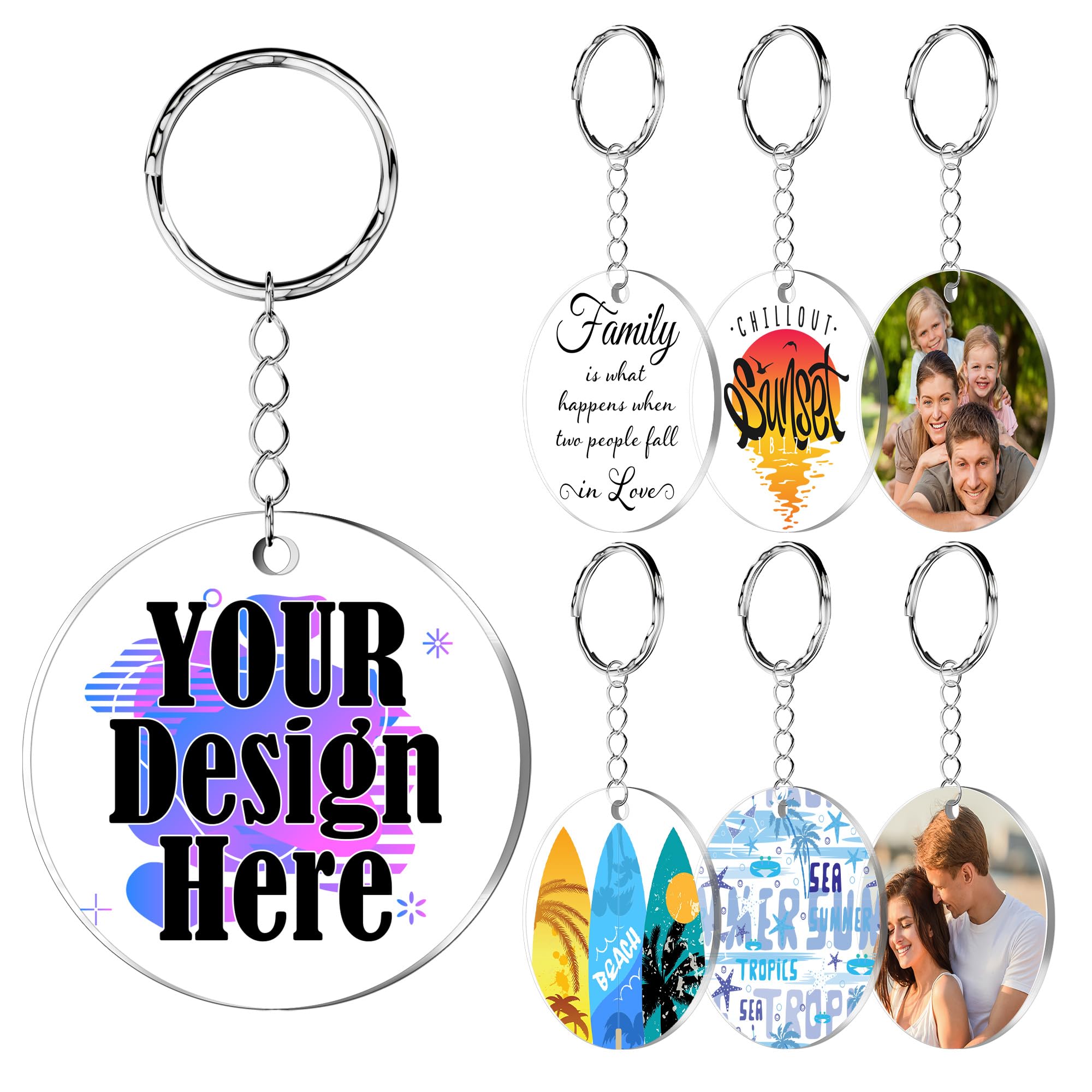 SHISANYI 20 Personalized Acrylic Photo Keychains, Double-Sided Printing, Custom Keychains with Your Text Logo for Gifts