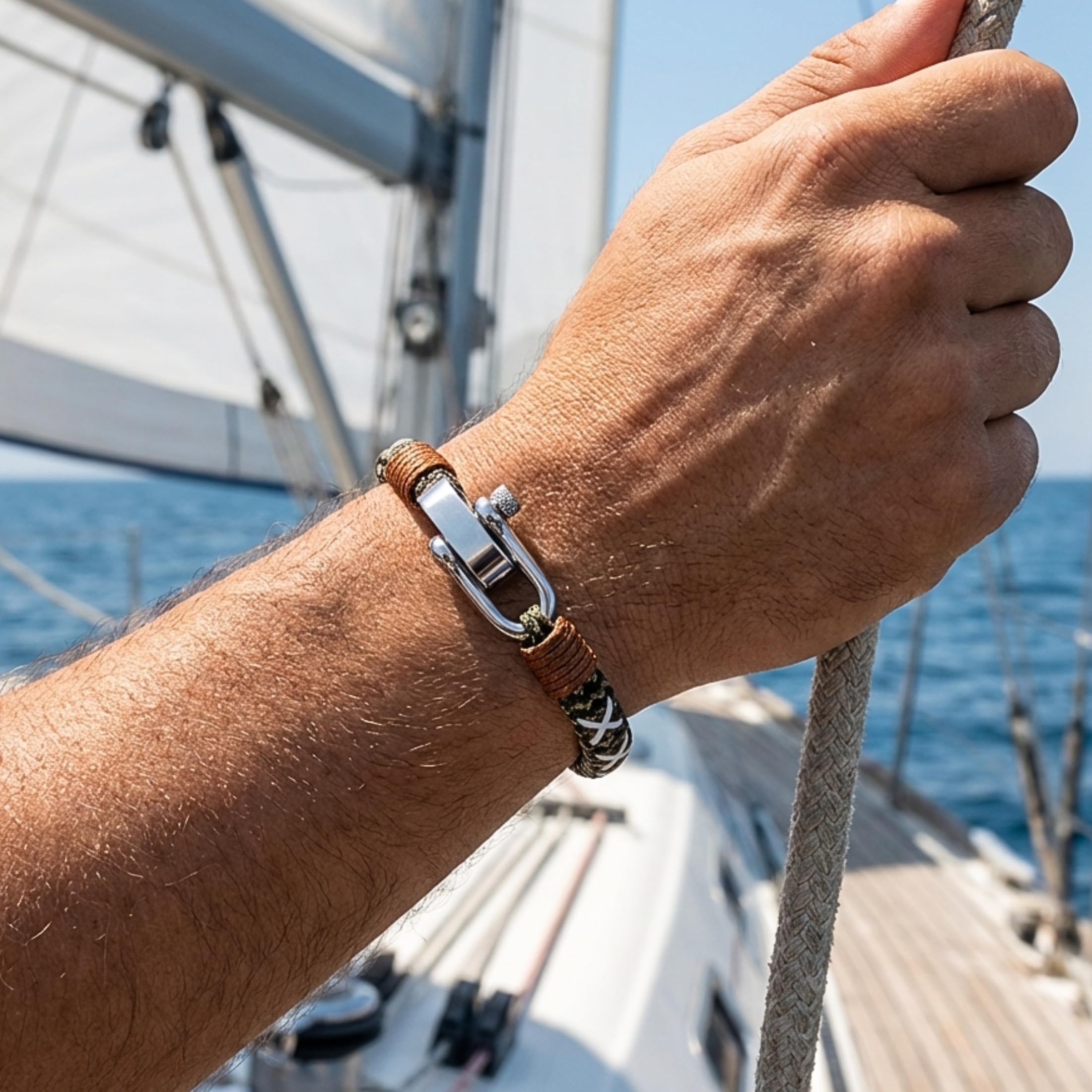Uniqal | Segeltau Armband Herren & Damen | Maritimes Armband mit Edelstahlschäkel | Robust & Wasserfest, Geschenk für Sie & Ihn | Nautisch bracelet