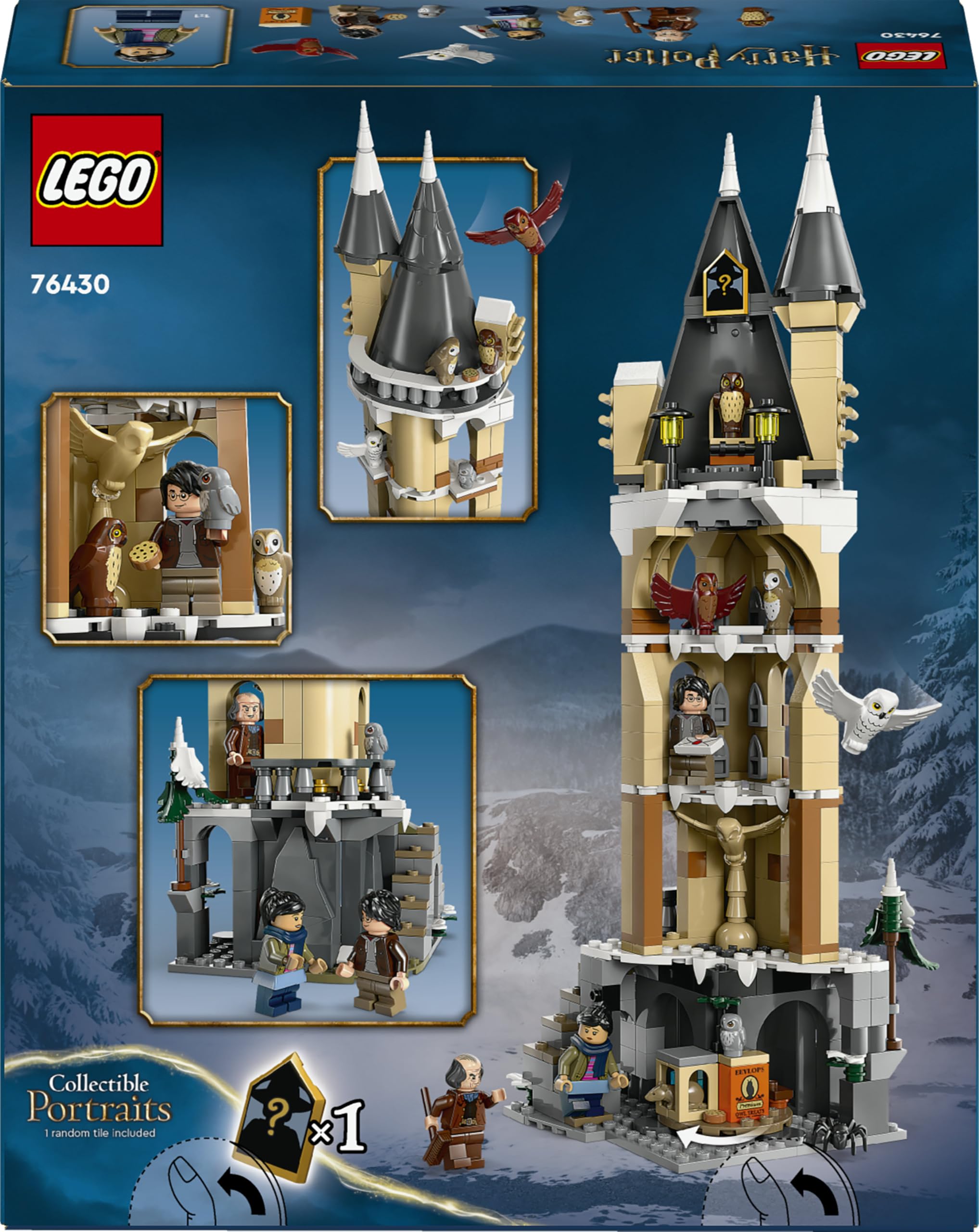 LEGO Harry Potter Guferia del Castello di Hogwarts, Gioco per Bambini e Bambine da 8 Anni in su con 3 Minifigure e 5 Gufi Giocattolo, Idea Regalo dal Wizarding World, Set Modulare 76430