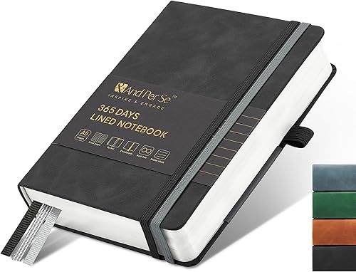 Miniatura 43 de &And Per Se - Cuaderno con rayas estrechas (5 unidades), 160 páginas, tamaño A5 de 5.7 x 8 pulgadas, diario de papel grueso, con tapa dura, para