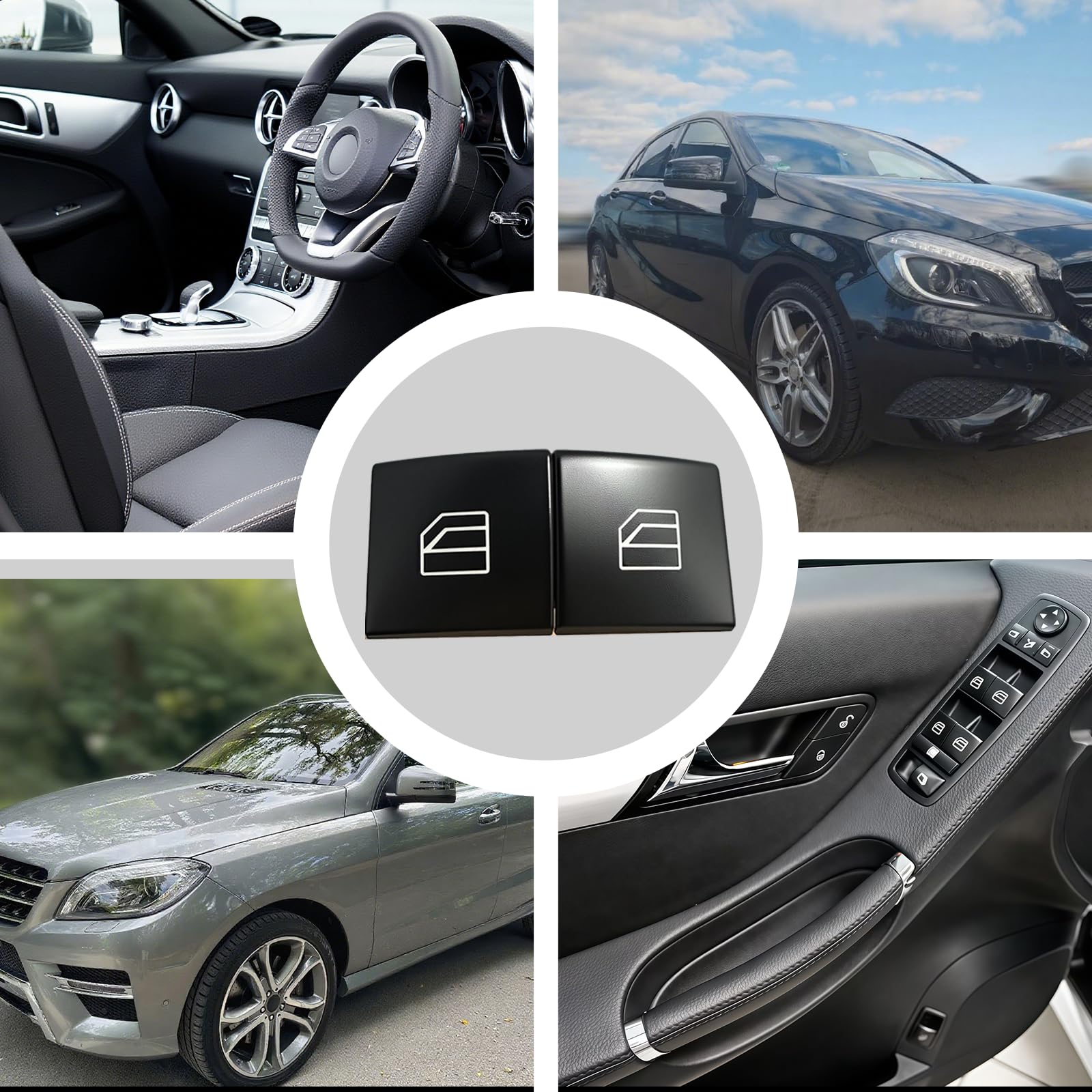 Interruttore Alzacristalli Pulsantiera per Benz W169-2er Interruttore Alzacristalli Sostituzione Copertura Pulsante Alzacristalli Adatto per Benz Mercedes Classe A W169 Classe B W245 ML W164 R W251 GL