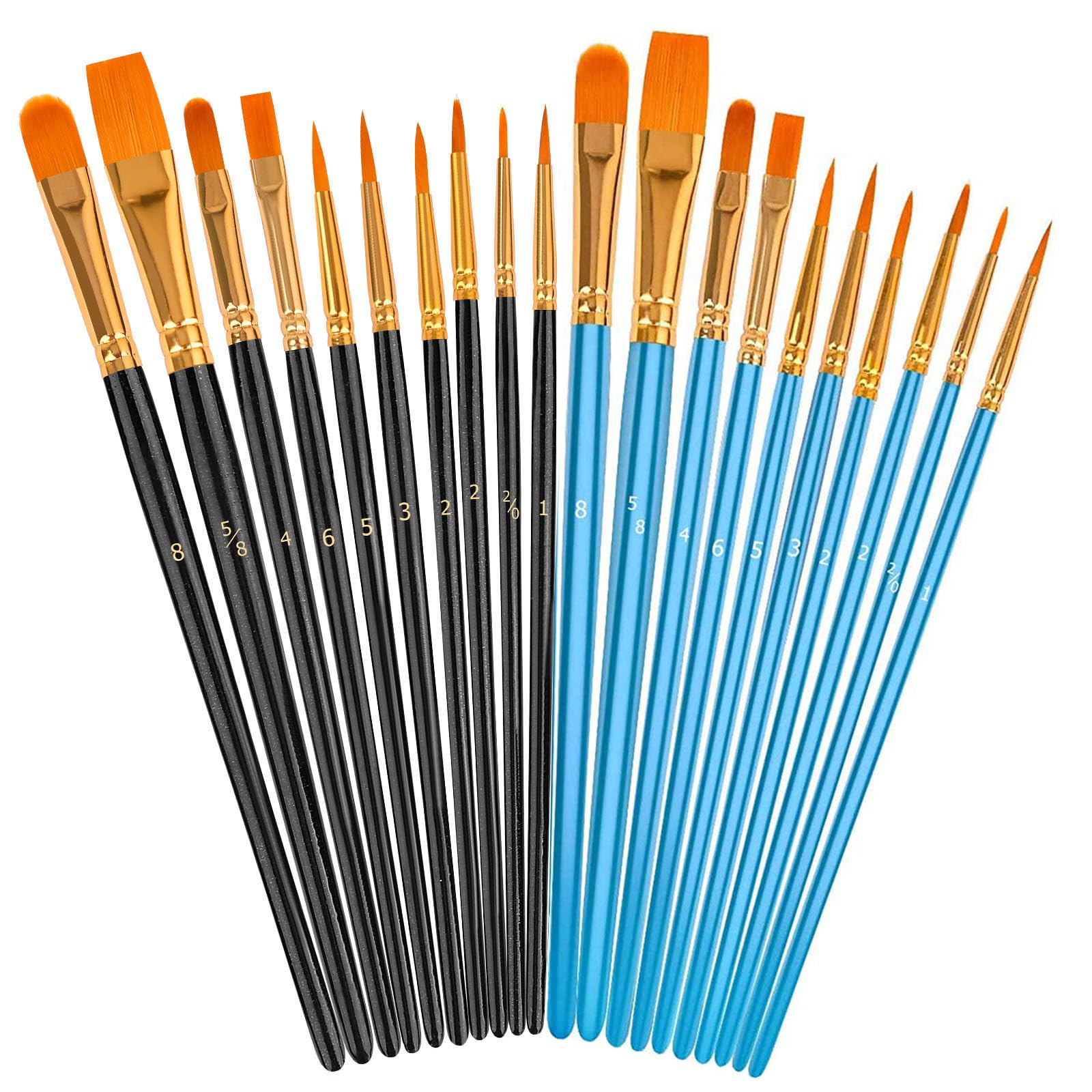 Soucolor Face Paint Brushes, 20pc Round Pointed Tip Face Painting Watercolor Miniature Craft Paint Brushes for Acrylic, Oil, Watercolor & Ceramic Painting Kits