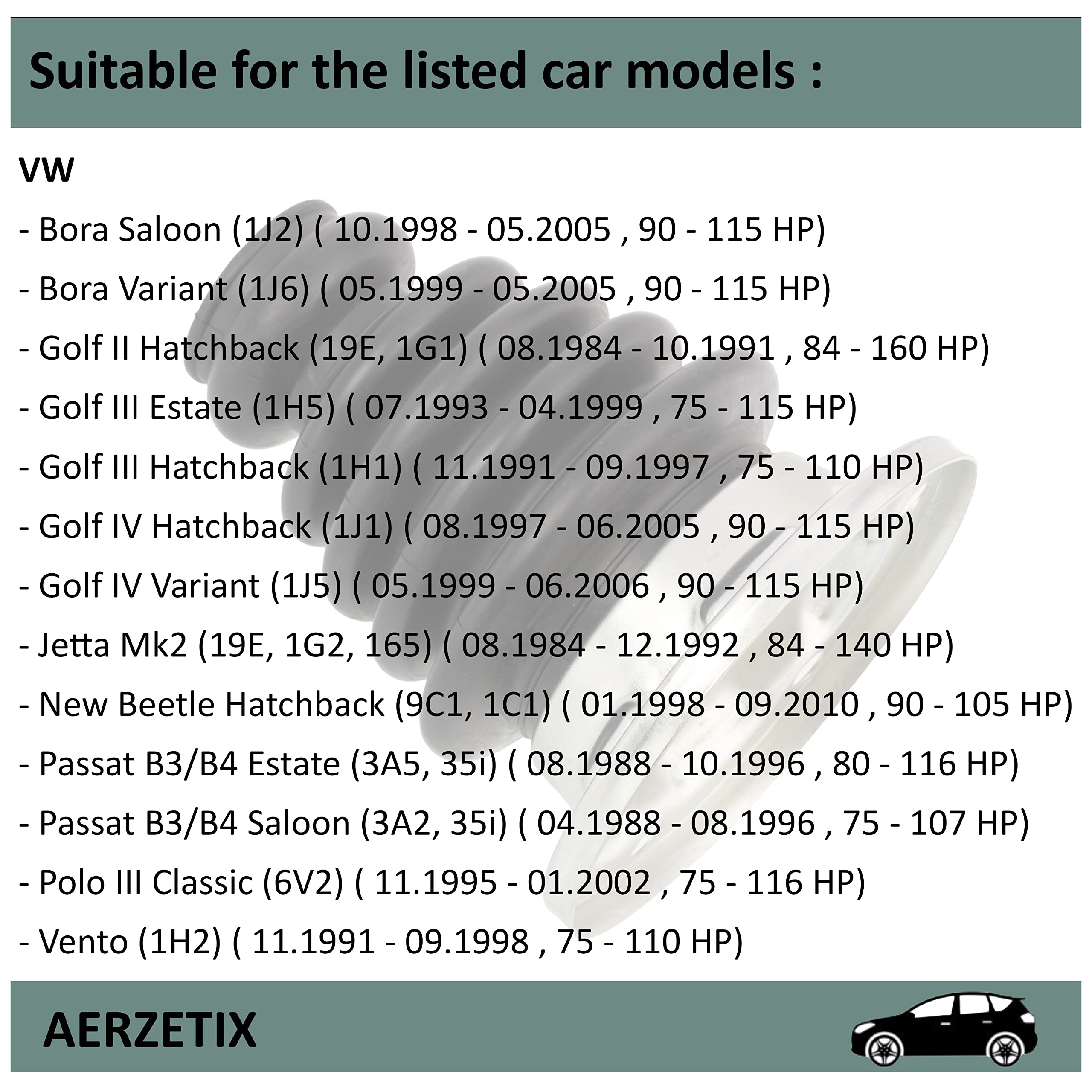 AERZETIX Soufflet De Cardan Côté Essieu Avant Droit - Compatible OE 191407283 1J0407283A
