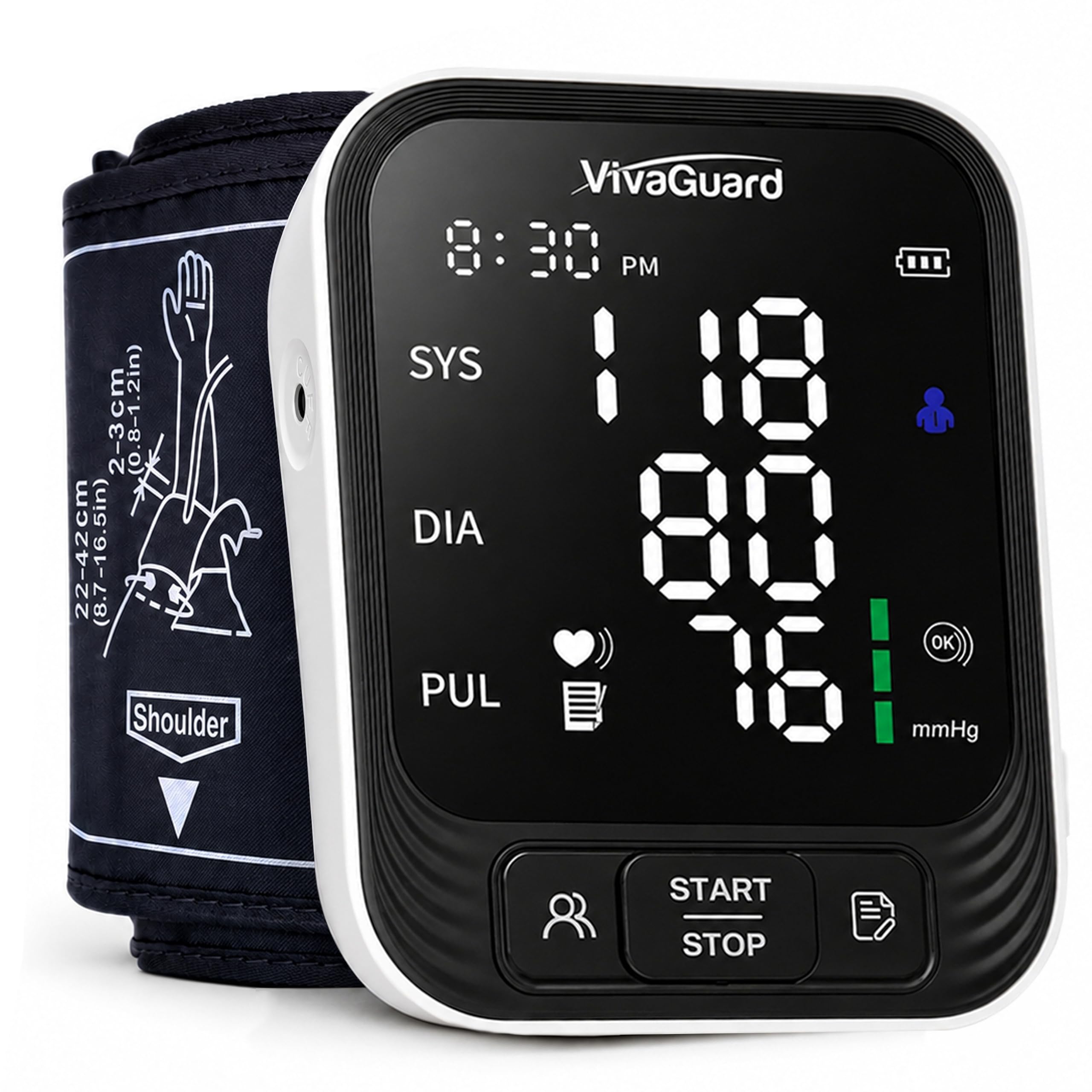 Upper Arm Blood Pressure Monitor for Home Use, FDA-Cleared FSA&HSA Eligible | Large LCD Backlit Display;2x199 Memory;Adjustable Cuff (8.7"-16.5");Automatic Digital;Carrying Case and Power Supply Included