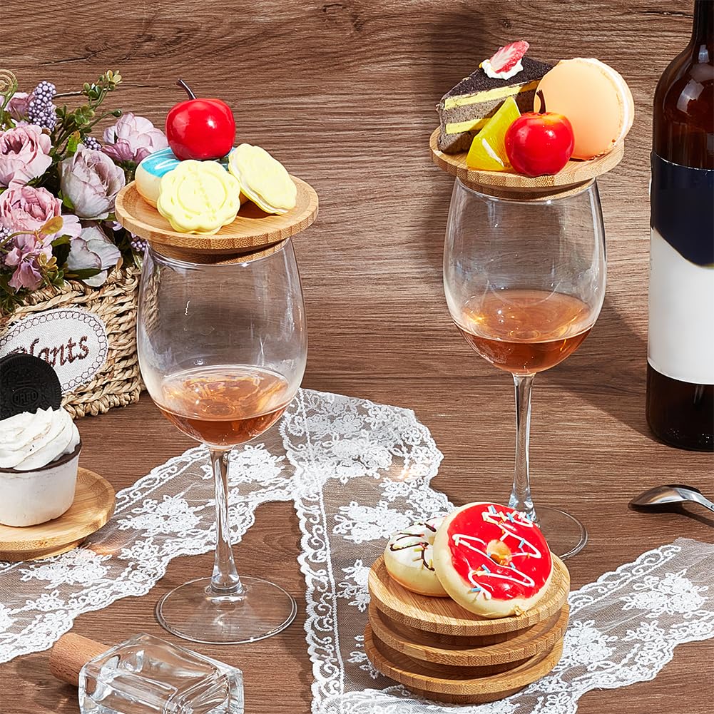 NBEADS 8 Stück Weinglas Charcuterie Topper, 11cm Bamboo Weinglas Topper Deckel für Wein Gläser Weinglas Topper Vorspeisen-Teller für Familienfeiern Bars Restaurant