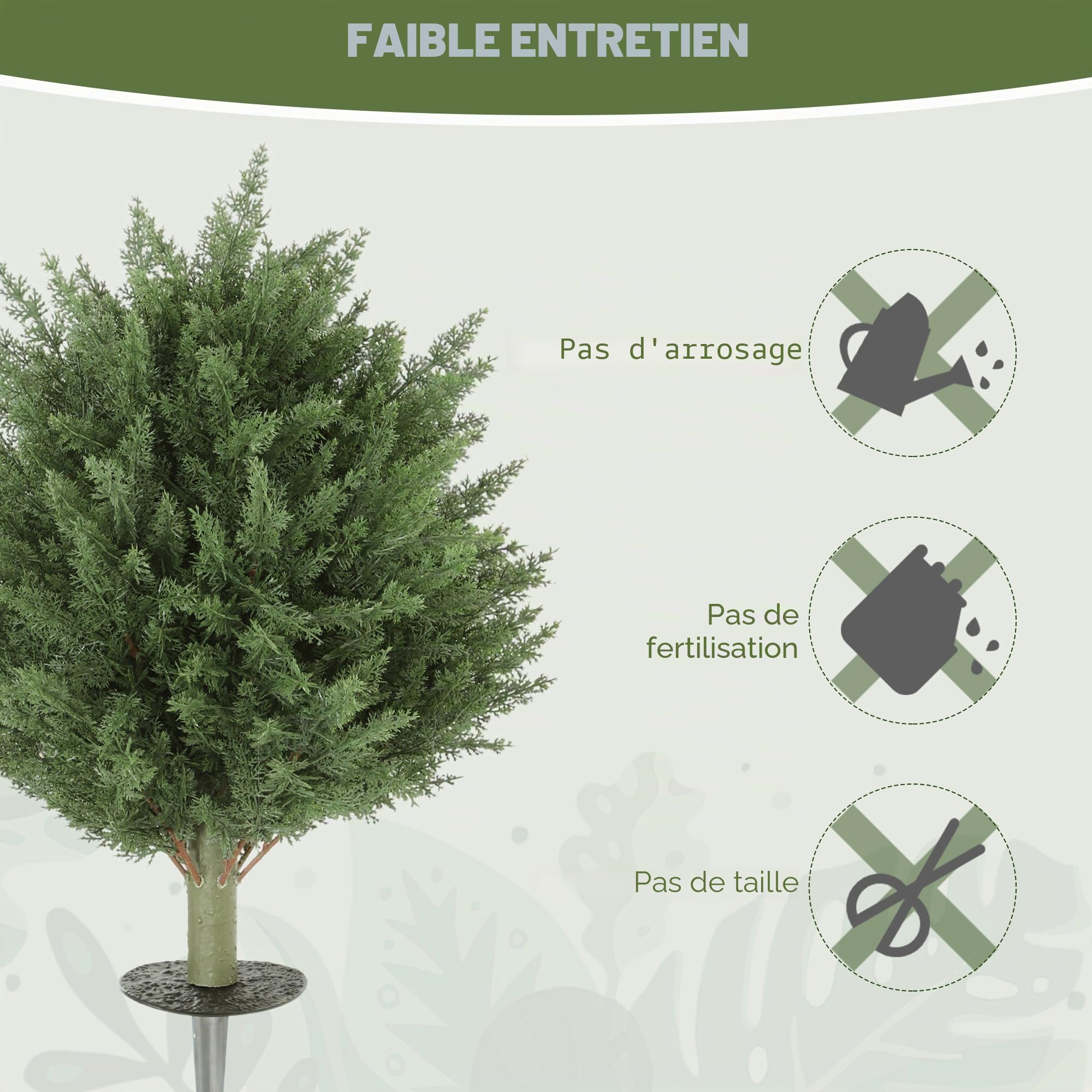 HOMCOM Lot de 2 cyprès artificiels topiaires 60 cm résistant UV, Vert