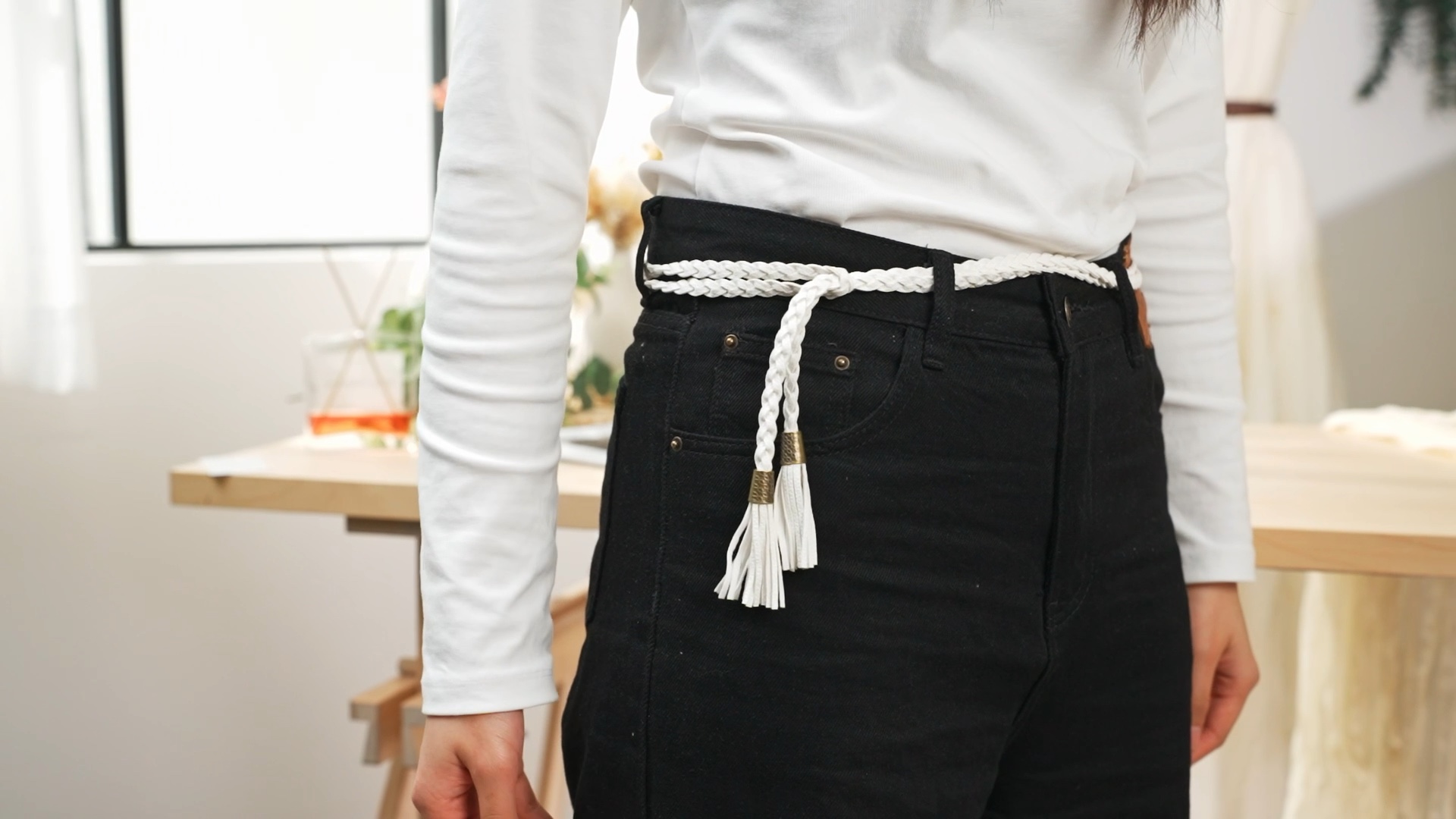 Faux Leather Braided Rope Belt Adjustable Waist Wrap Boho Belt D-GROEE Women main image 2