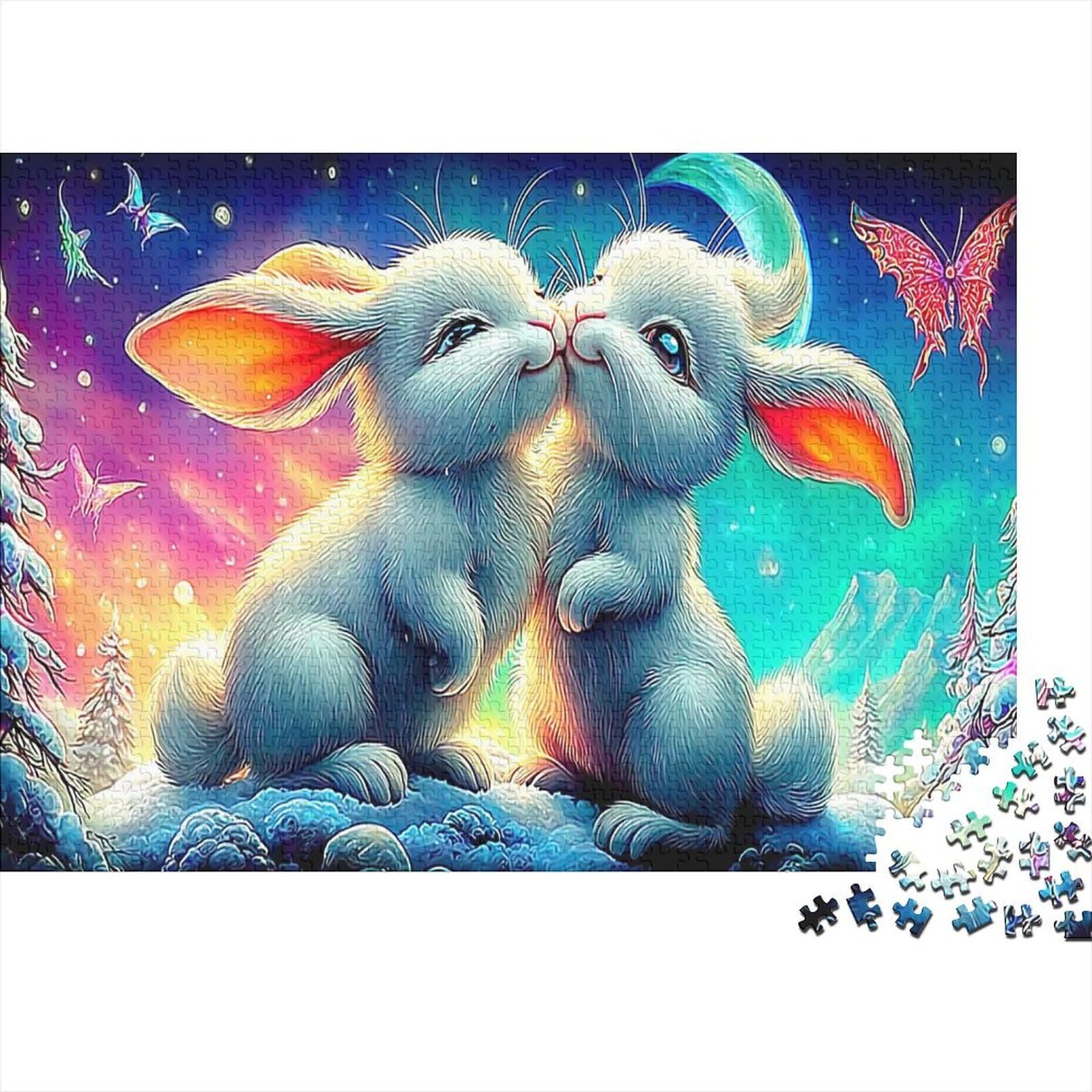 BlueBunnyKiss Adult WhimsicalLoveJigsaws 1000Pc Recycled Paper for Adults Jigsaw Puzzles Educational Challenge Home Activity Gift Idea 70x50cm/1000pcs