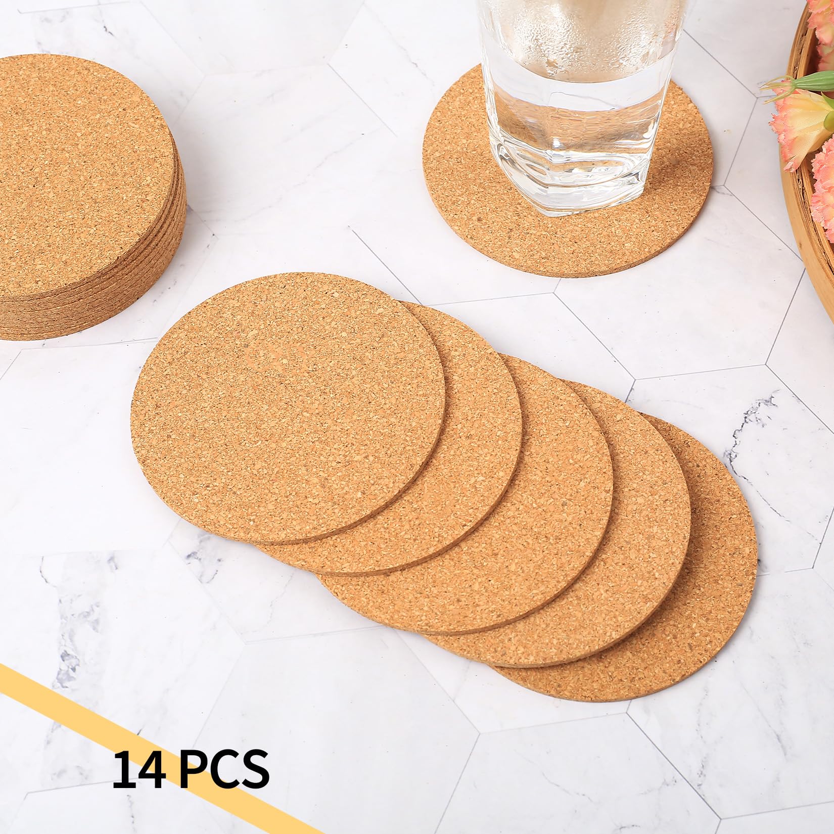 Posavasos Corcho Redondos 10cm Resistentes al Calor para Tazas Vasos Café Cócteles Bar