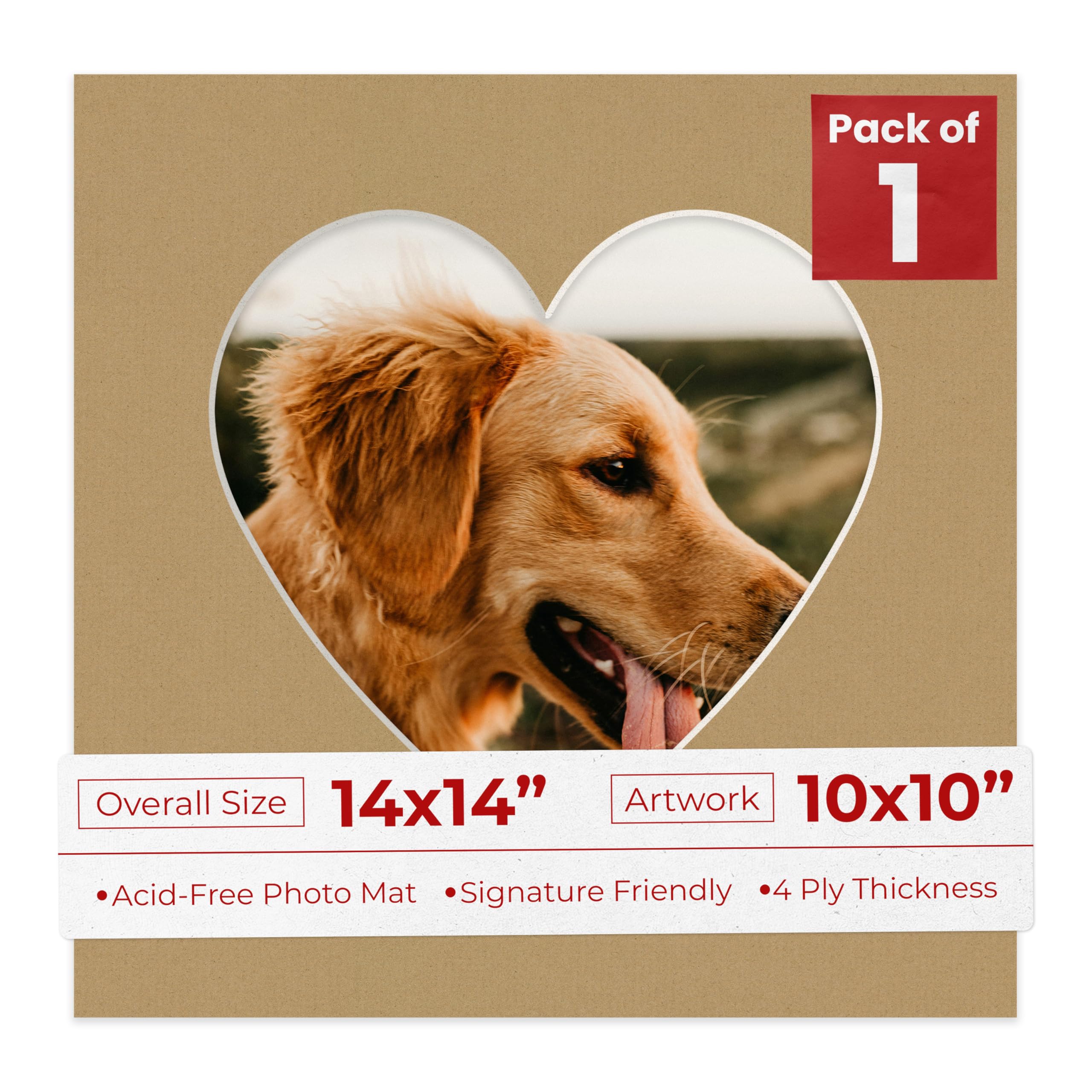 14x14 Mat Bevel Cut for 10x10 Photos - Precut Rattan Beige Heart Shaped Photo Mat Board Opening - Acid Free Matte to Protect Your Pictures - Bevel Cut for Family Photos, Pack of 1 Matboard Show Kit-picture-34