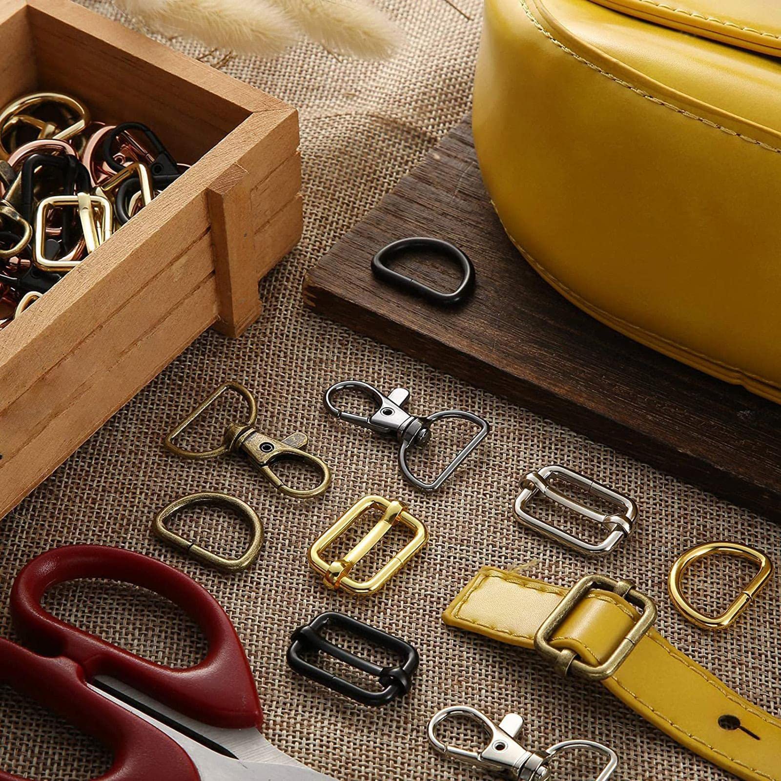 56 piezas de accesorios para bolso con anillos en D para hacer bolsas, costura, colores mixtos
