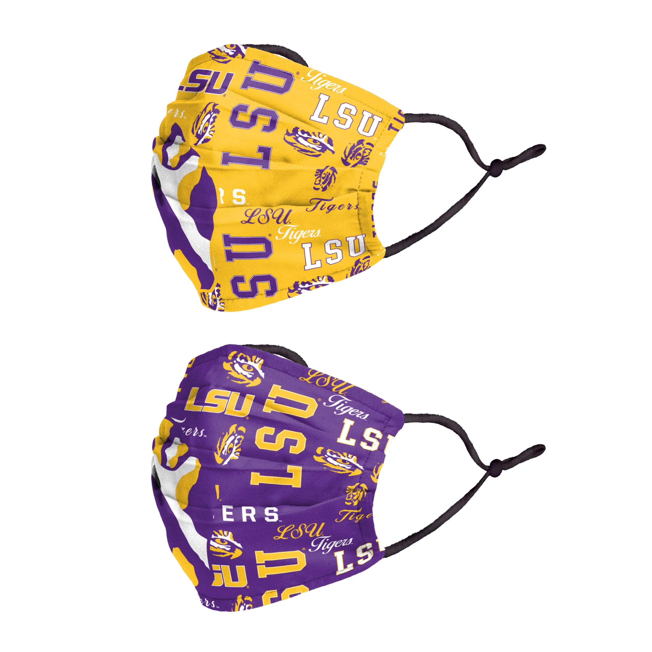 FOCO LSU Tigers NCAA Logo Rush Adjustable Face Cover - 2 Pack, MANCLRADFC2PK, Adult