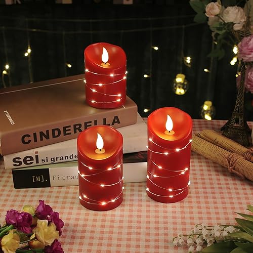 Miniatura 6 de Vela sin llama recargable con cadena de velas LED con fuente de alimentación USB, control remoto, vela electrónica, luz intermitente, juego de 3