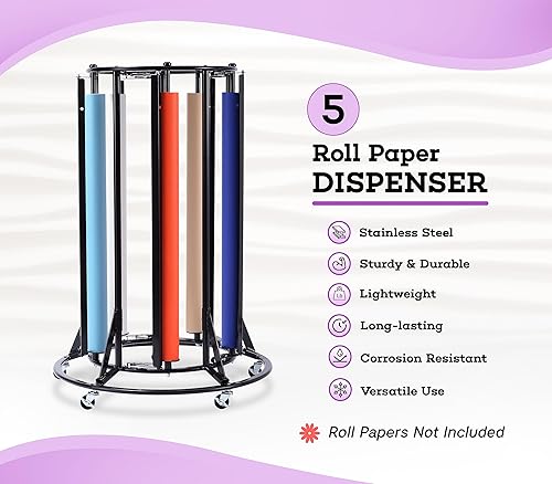 Miniatura 8 de Adir Portarrollos de papel – Soporte dispensador de rollos de papel grande de carnicero y kraft y cortador para rollos de hasta 36 pulgadas de