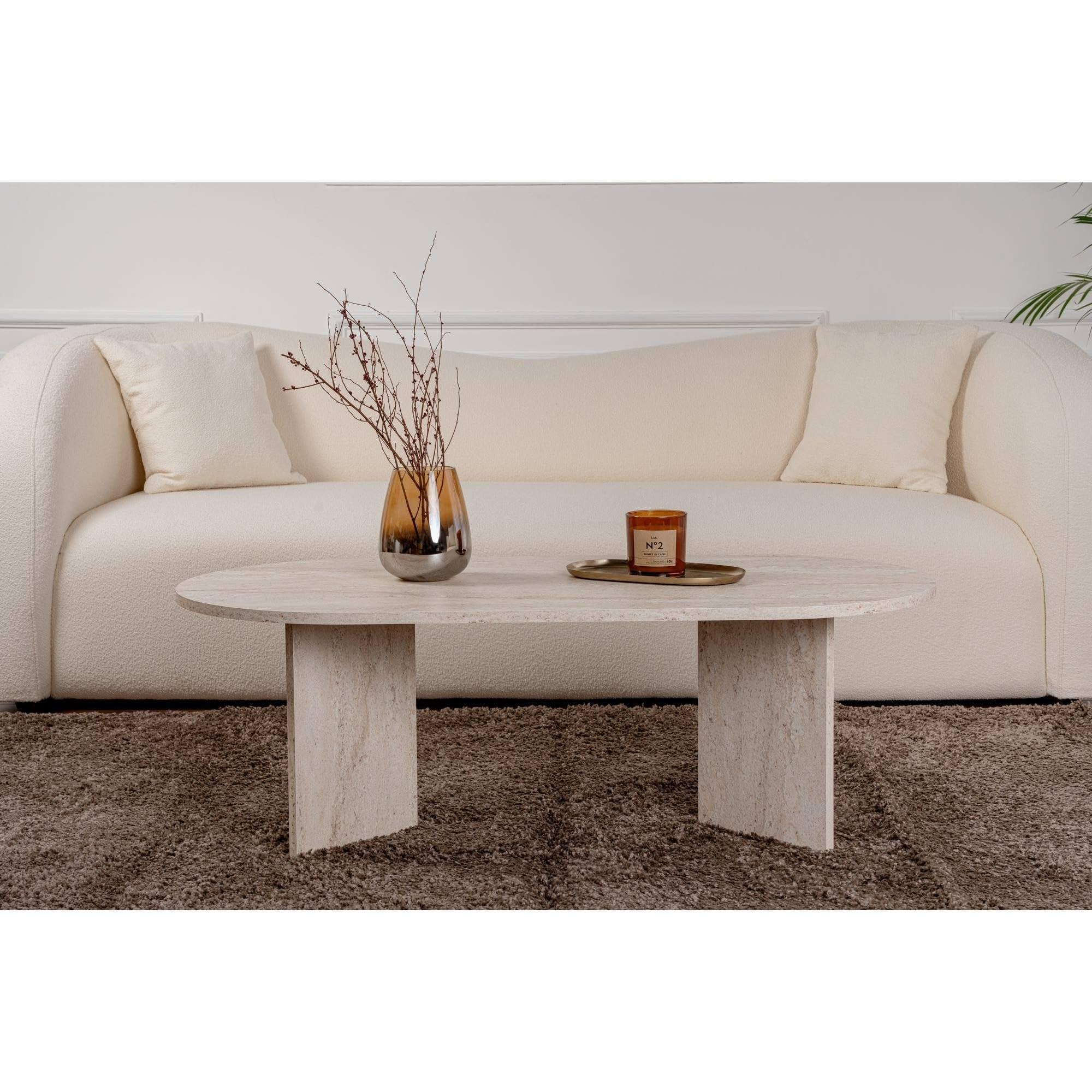 Well Home Mesa de Centro Mindanao 119x60x40cm Acabado travertino, Diseño Moderno y Elegante, Tablero 18mm en melamina, Fácil Montaje