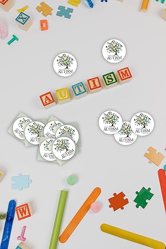 Miniatura 3 de Fundraising For A Cause Pegatinas de concientización sobre el autismo con árbol de rompecabezas, rollo de calcomanías de concientización sobre el