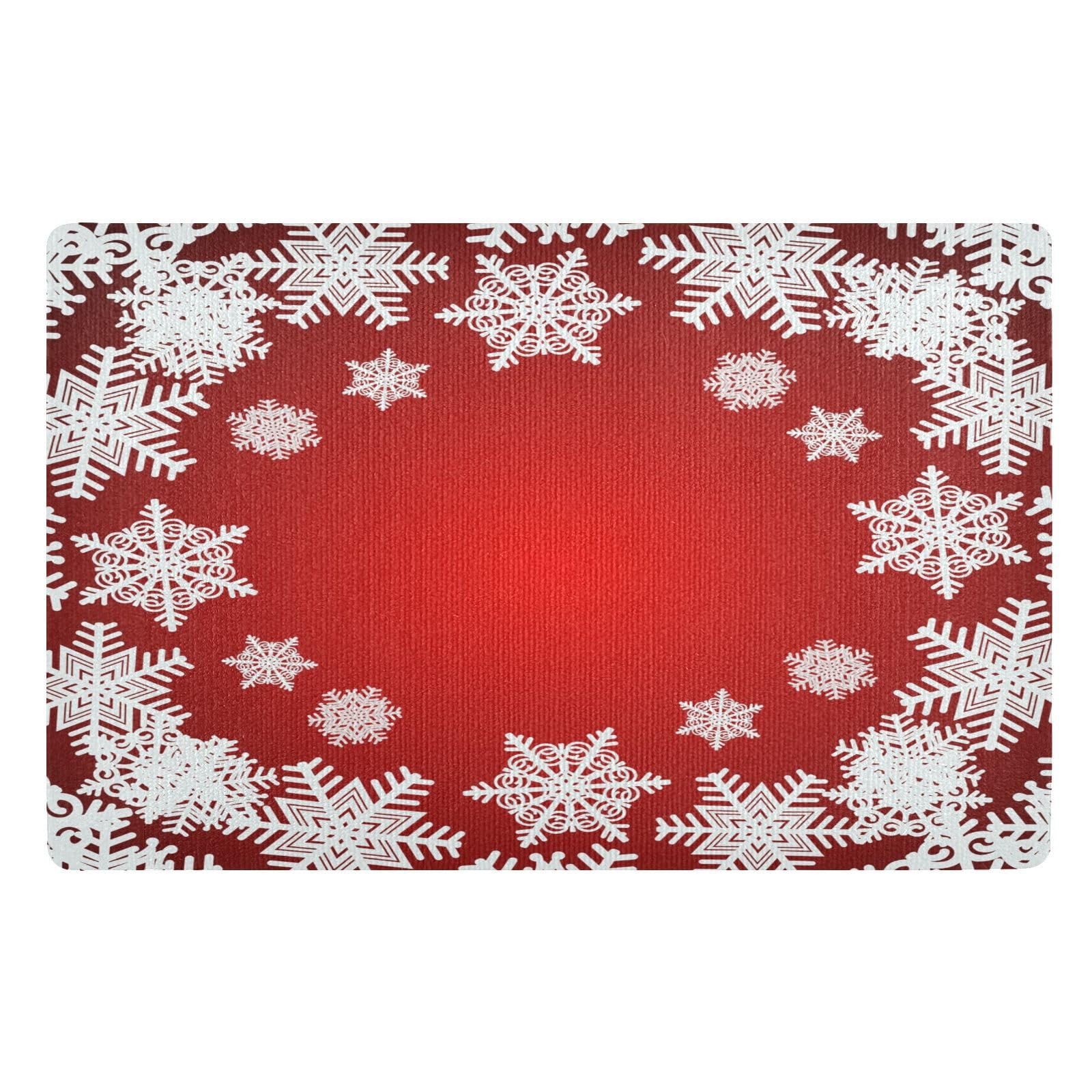 Paillasson Noël intérieur absorbant tapis entrée rouge blanc 50x80