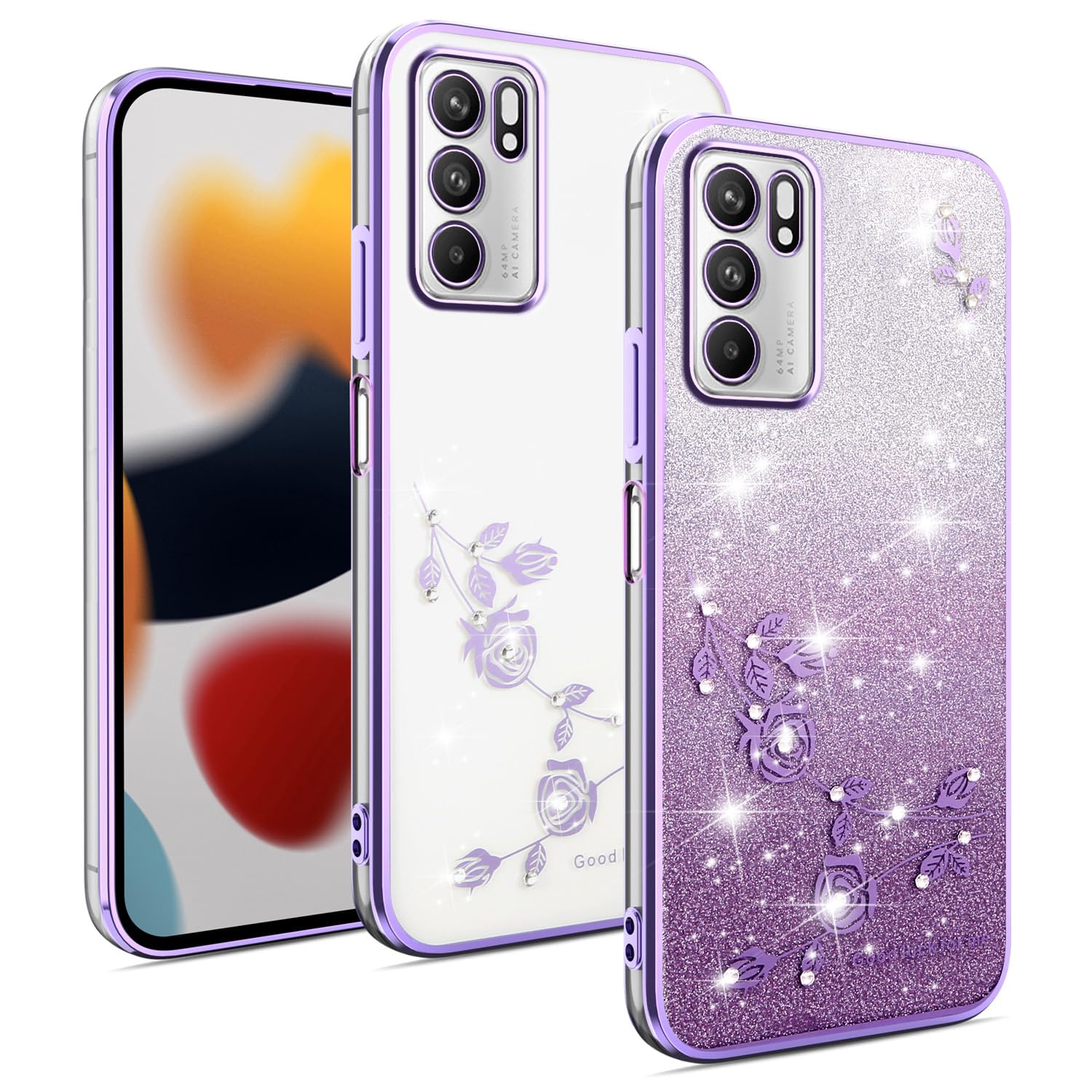 XINYEXIN Coque Paillettes Pour Oppo A58 4G, Étui Bling Pailleté Pour Femmes Et Filles, Housse De Téléphone Brillante Ultra-Fin Transparent Antichoc - Bleu