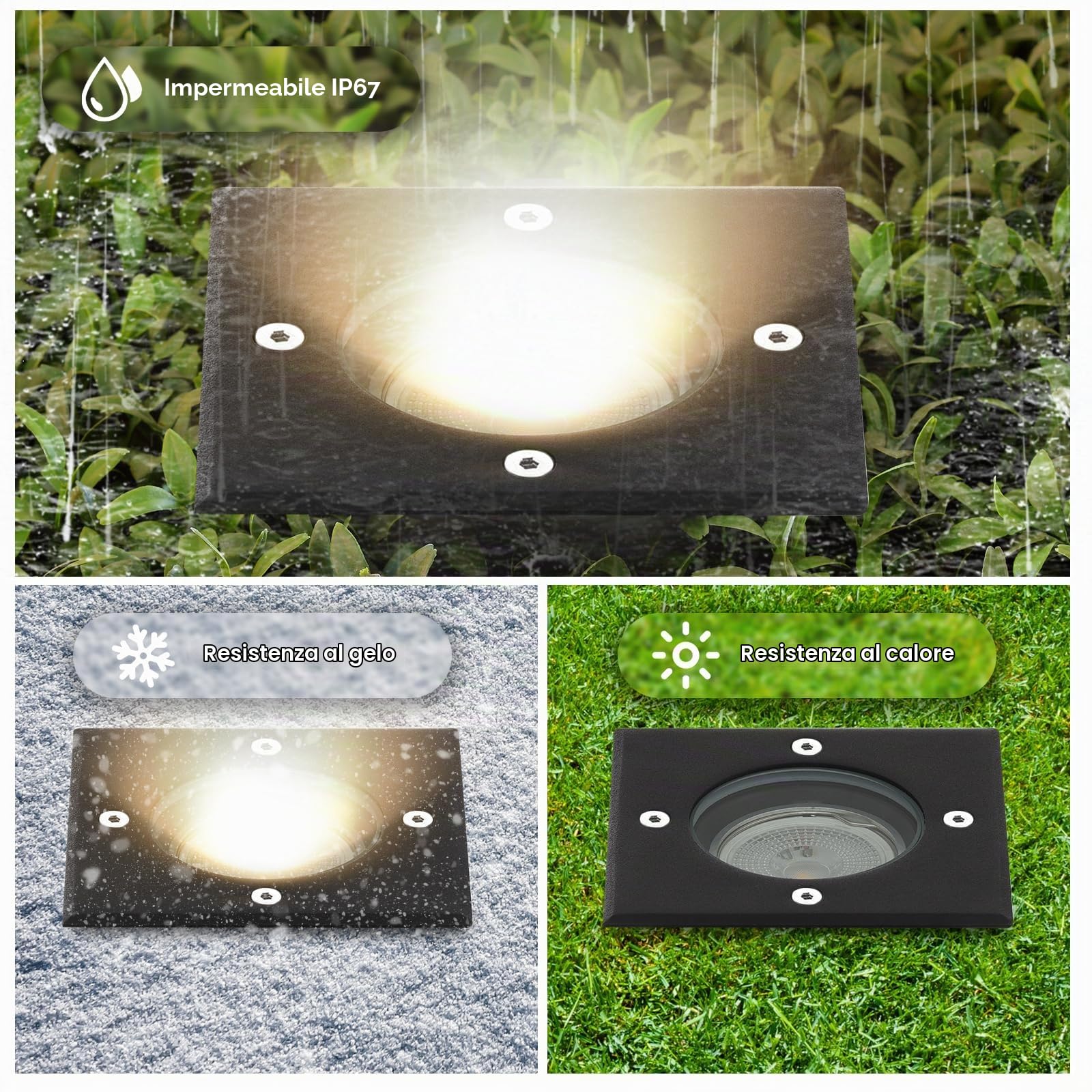 4pcs Faretti Led Esterno per Gu10 3w 230v Bianco Caldo 3000k, IP67 Impermeabile Segnapasso Led Esterno, Segnapassi led esterno per Esterni, Giardino, Terrazza, Cortile, Passerella