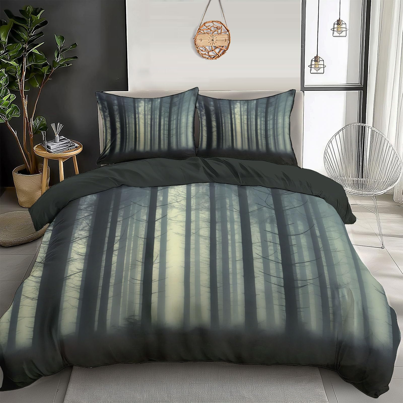 Housse de couette forêt imprimée en haute définition pour lit King Size